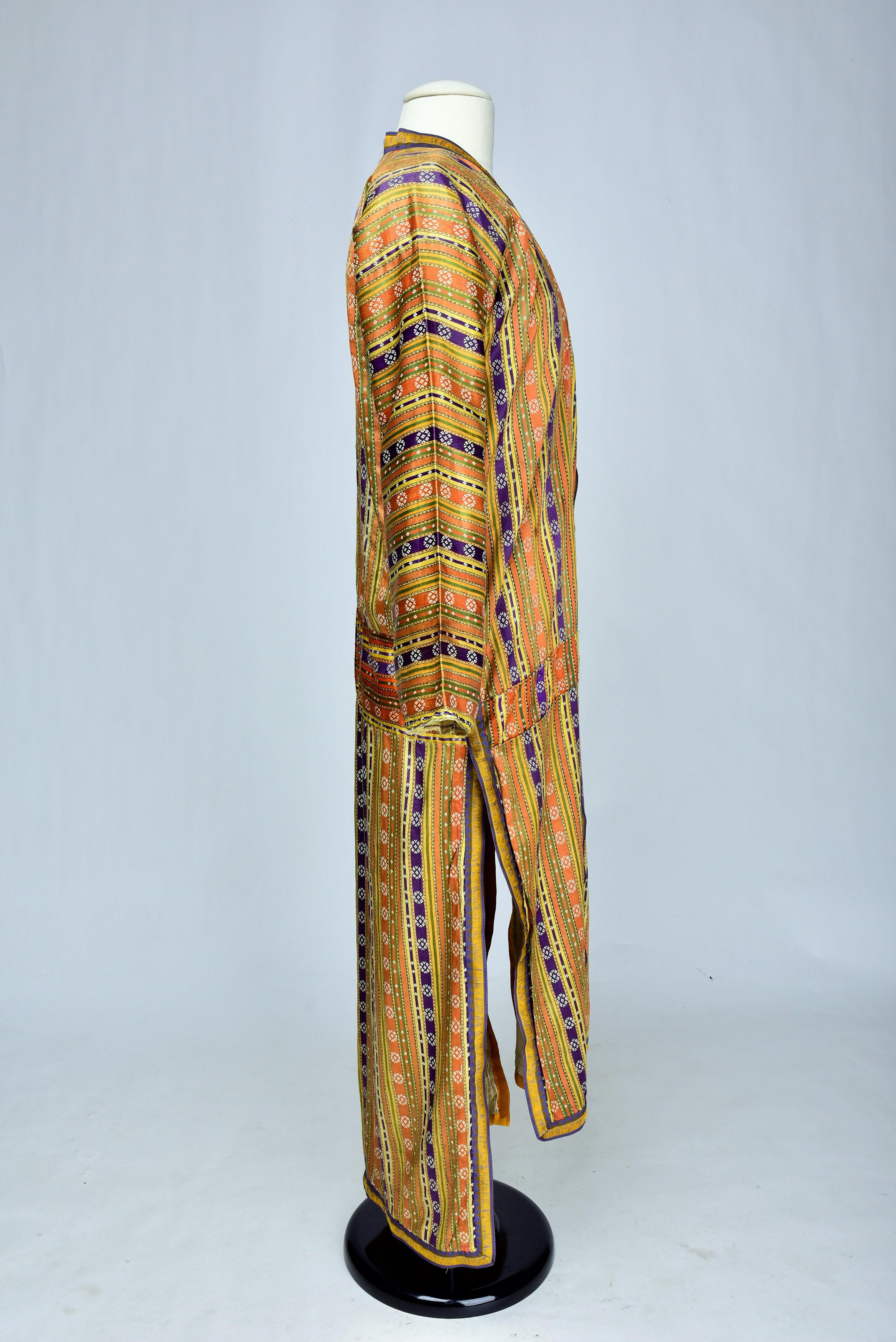 Women's or Men's A Satin Striped Kaftan - Ottoman Empire Circa 1900 - 1920 For Sale