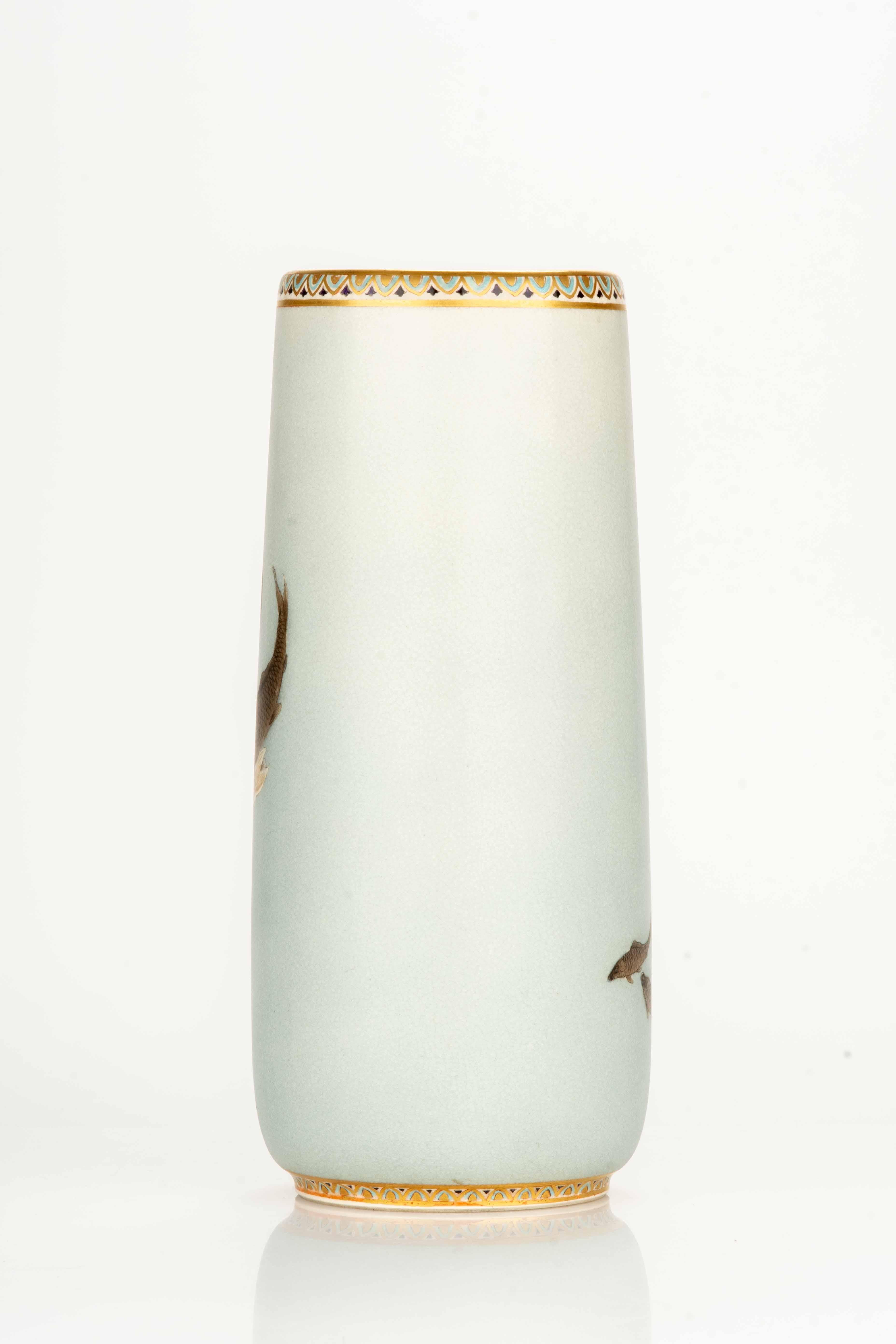 Japanese A Satsuma Vase Depicting A Group Of Carp Swimming In A Stream For Sale