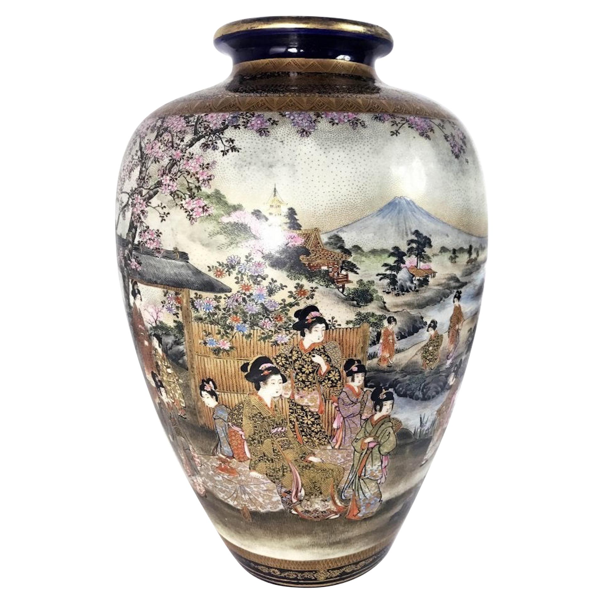 A Satsuma Vase, Meiji Period Signed Shuzan