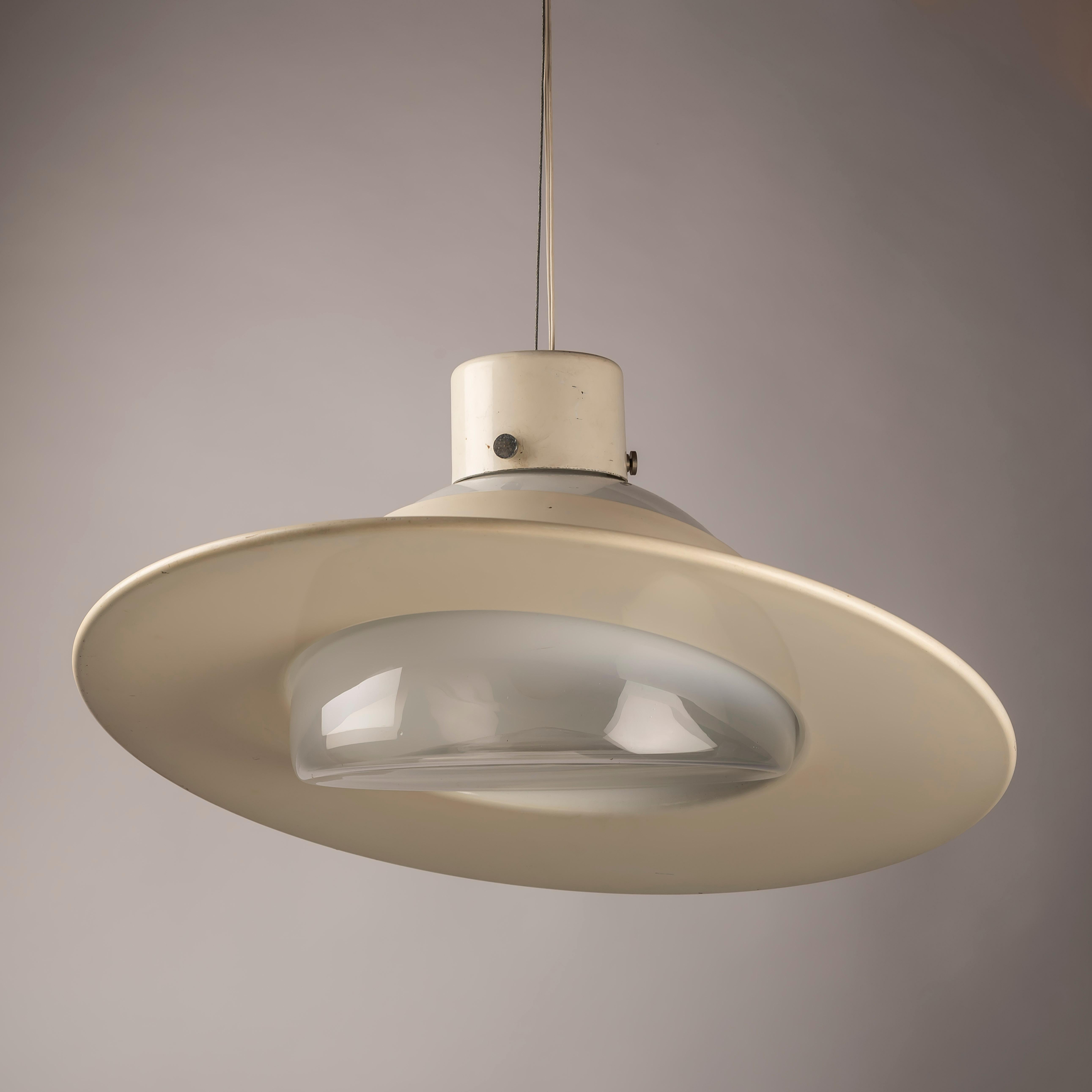 Space Age A Saturn metal and Murano glass Space age Italian pendant lamp