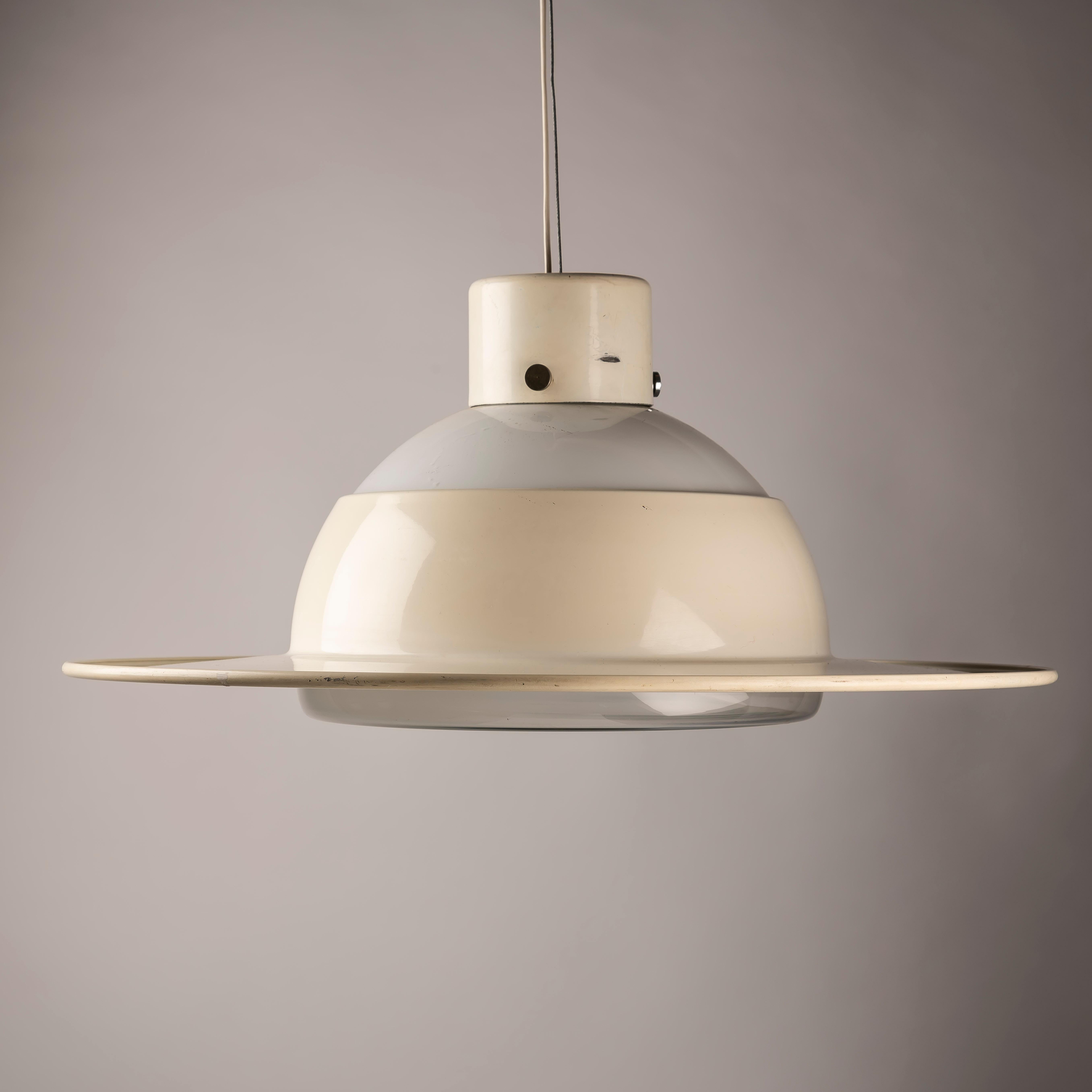 Late 20th Century A Saturn metal and Murano glass Space age Italian pendant lamp For Sale