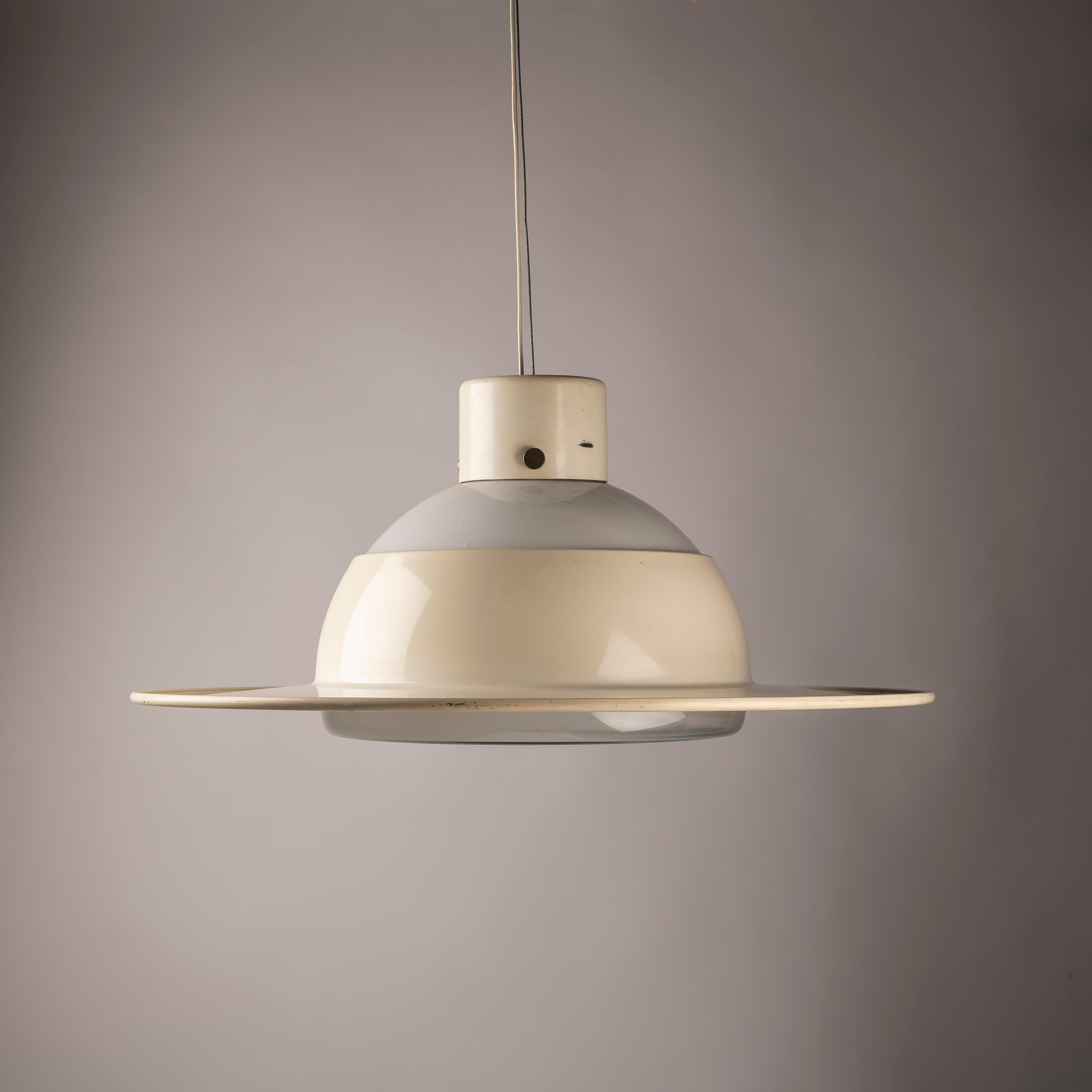 Metal A Saturn metal and Murano glass Space age Italian pendant lamp