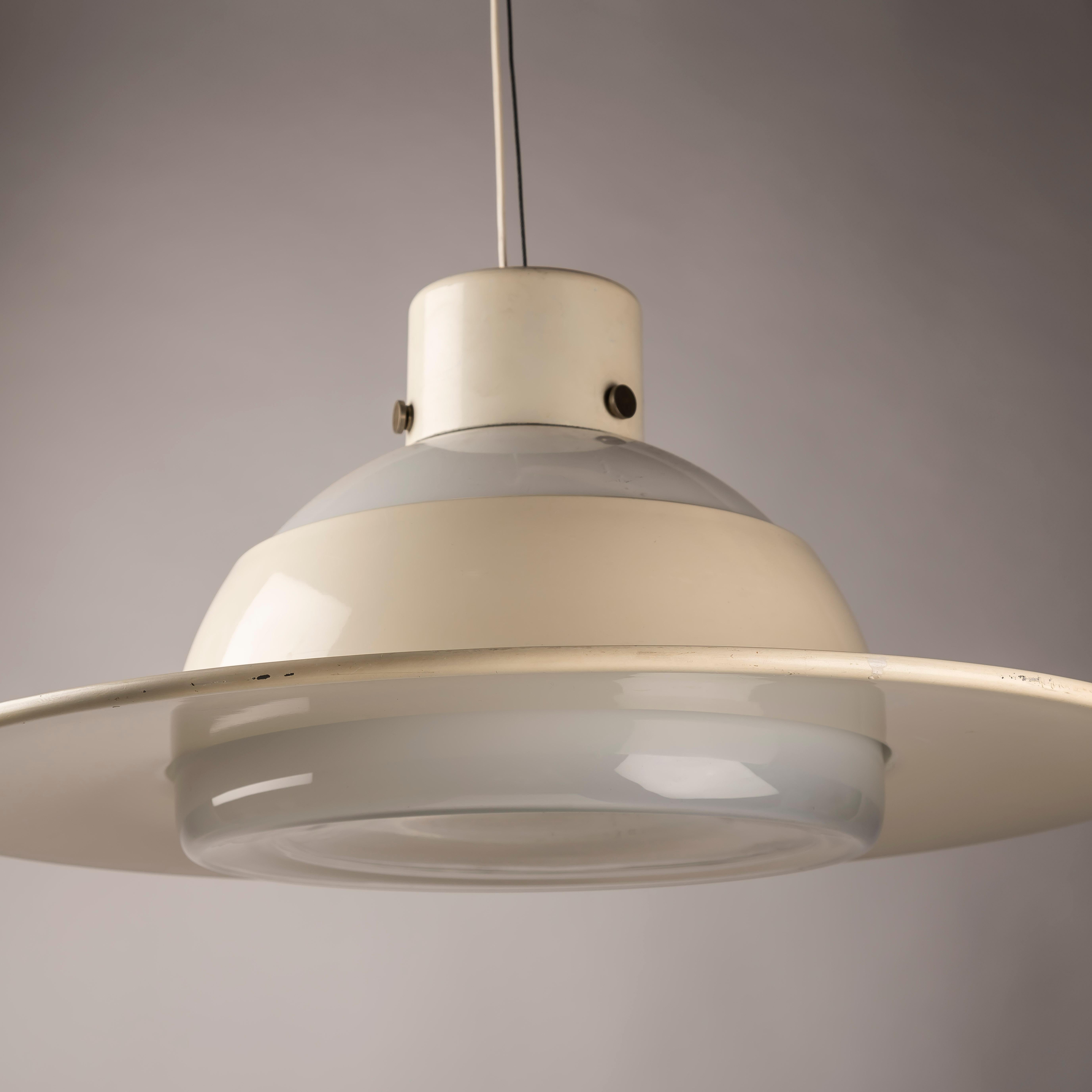 A Saturn metal and Murano glass Space age Italian pendant lamp 1