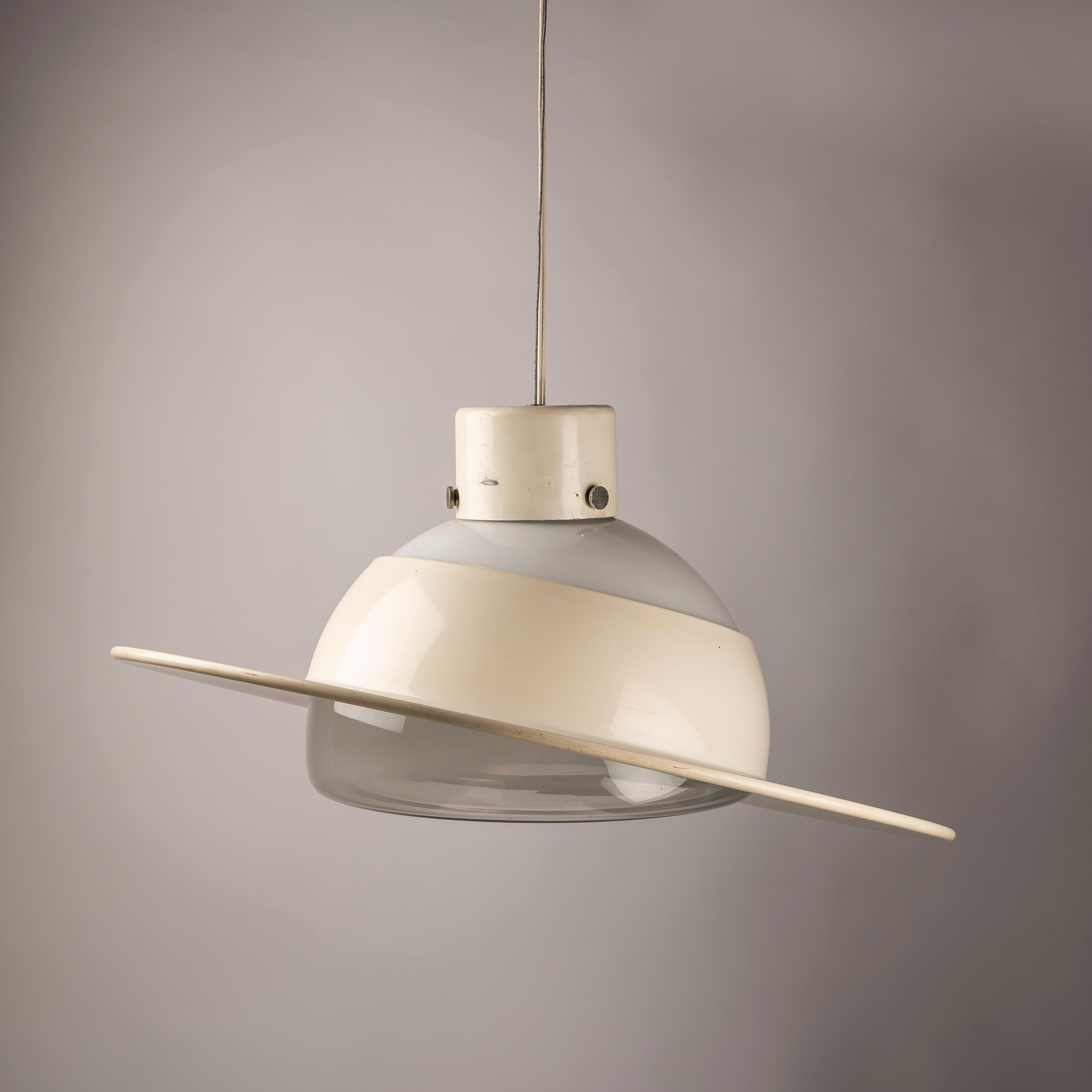 A Saturn metal and Murano glass Space age Italian pendant lamp 2