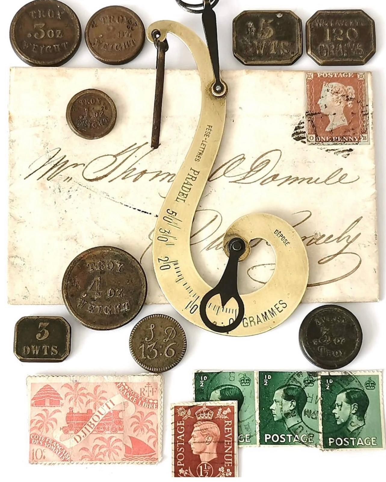 A scale weighs travel letters, France 1880.  For Sale 3