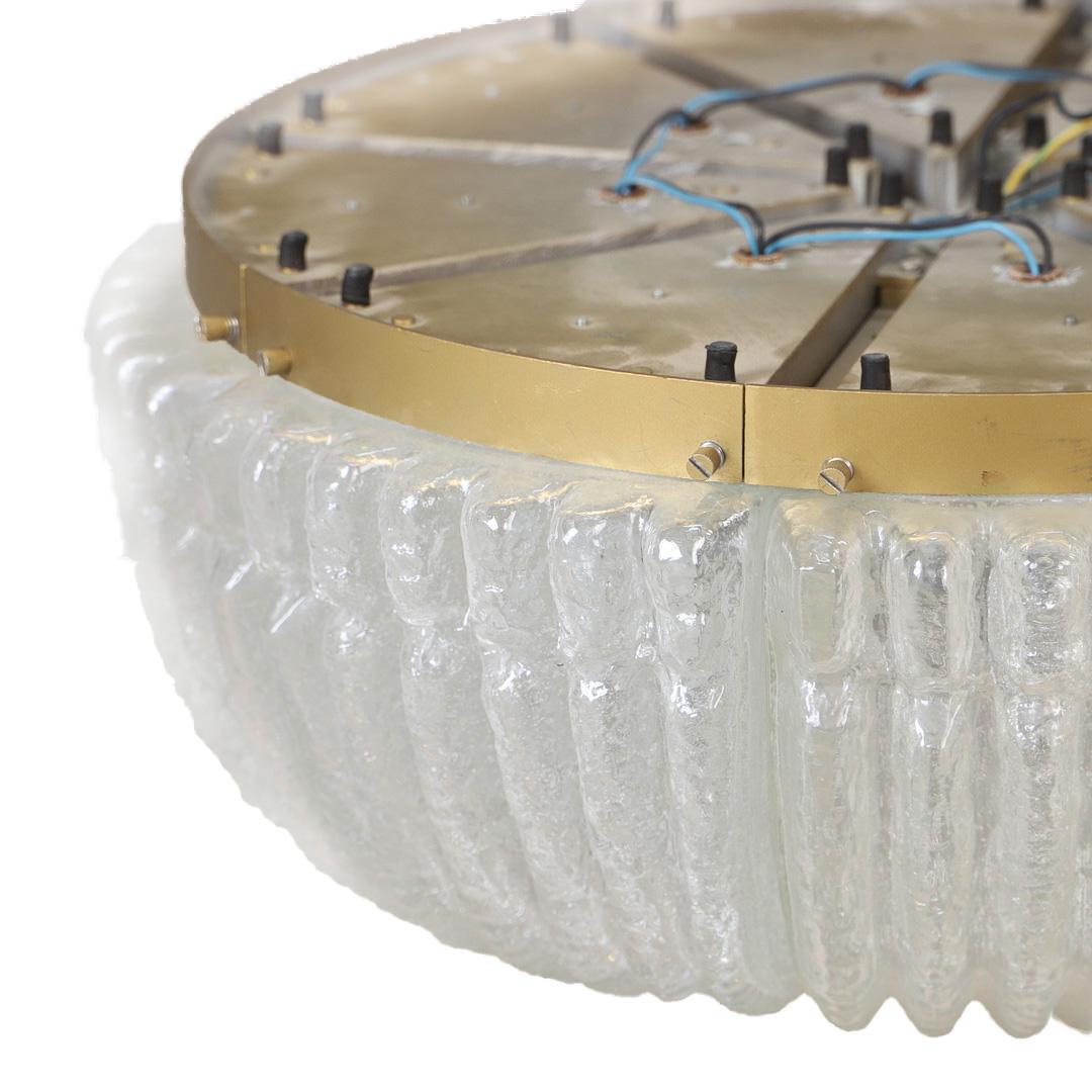 Swedish A Scalloped Glass and Brass Flush Mount c. 1950 For Sale