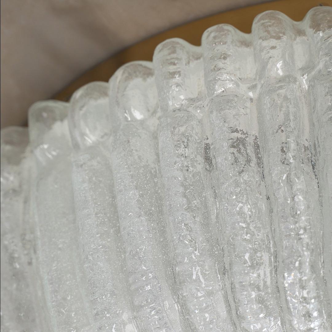 A Scalloped Glass and Brass Flush Mount c. 1950 For Sale 2