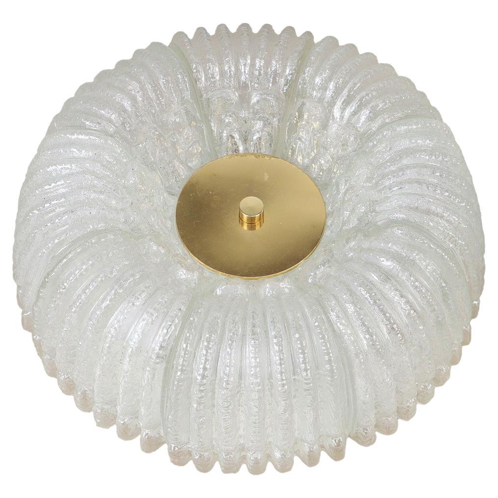 A Scalloped Glass and Brass Flush Mount c. 1950