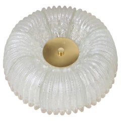 Vintage A Scalloped Glass and Brass Flush Mount c. 1950