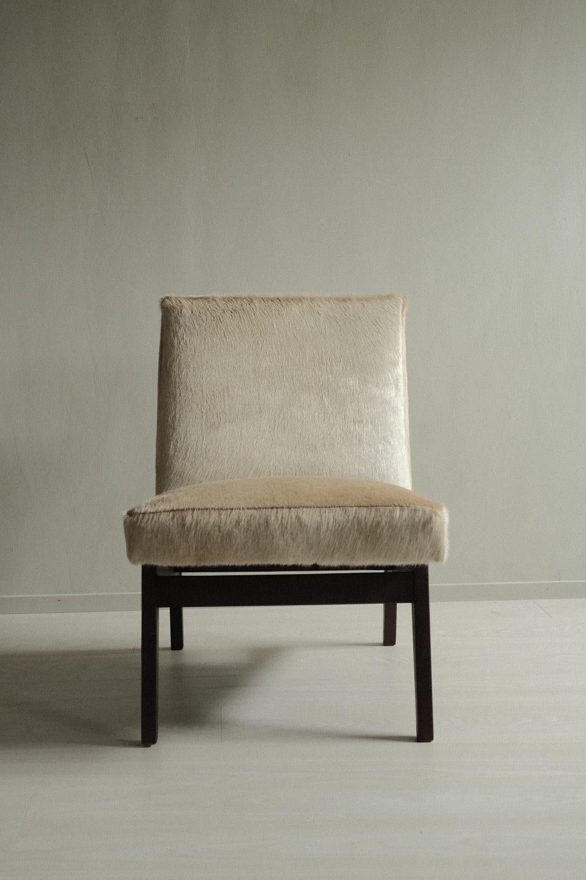 Scandinavian Mid-Century Chair in Cowhide, in Style of Pierre Jenneret, 1950s 4