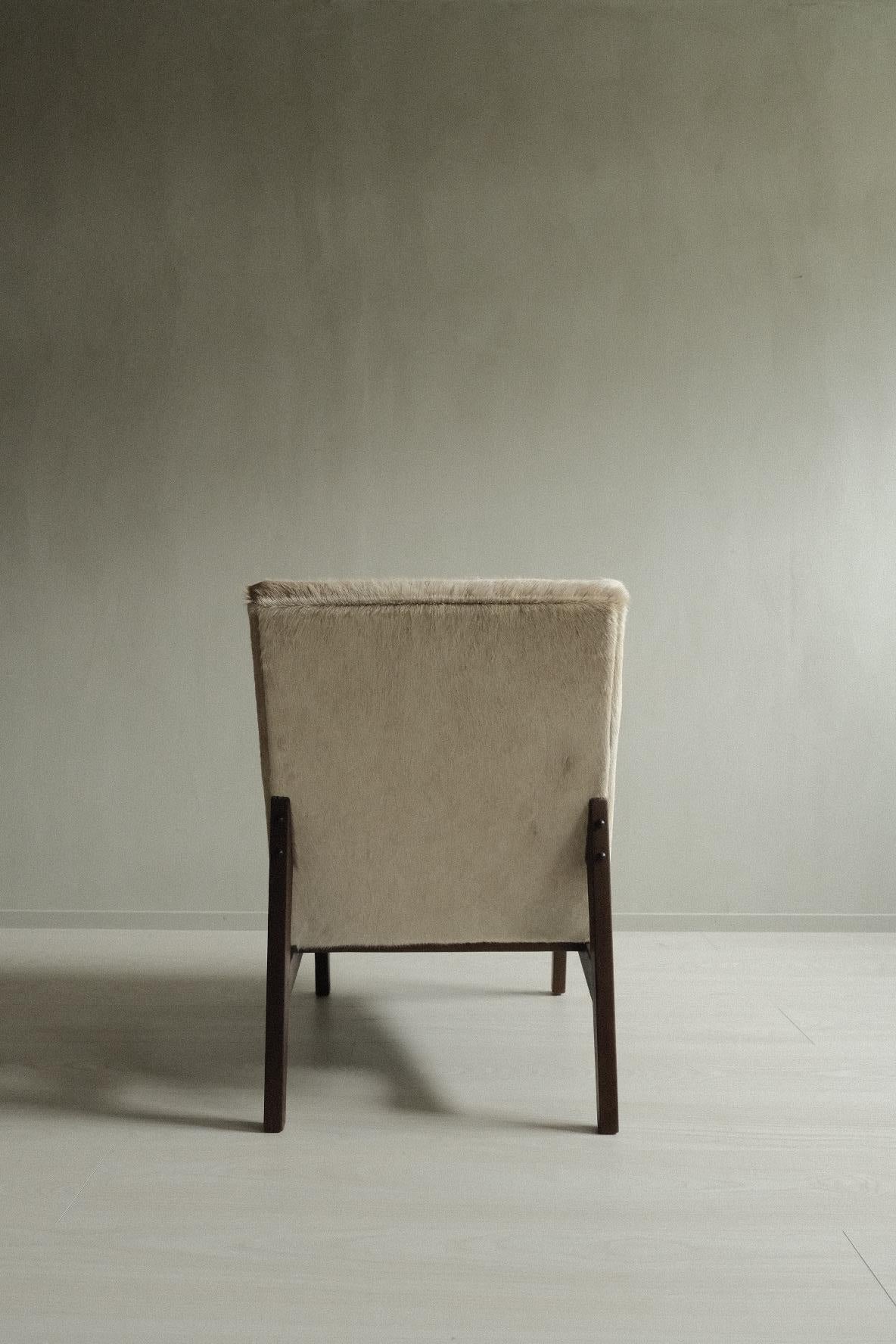 Norwegian Scandinavian Mid-Century Chair in Cowhide, in Style of Pierre Jenneret, 1950s