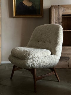 Scandinavian Modern Easy Chair in Sheepskin, 1950s