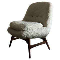 Scandinavian Modern Easy Chair in Sheepskin, 1950s