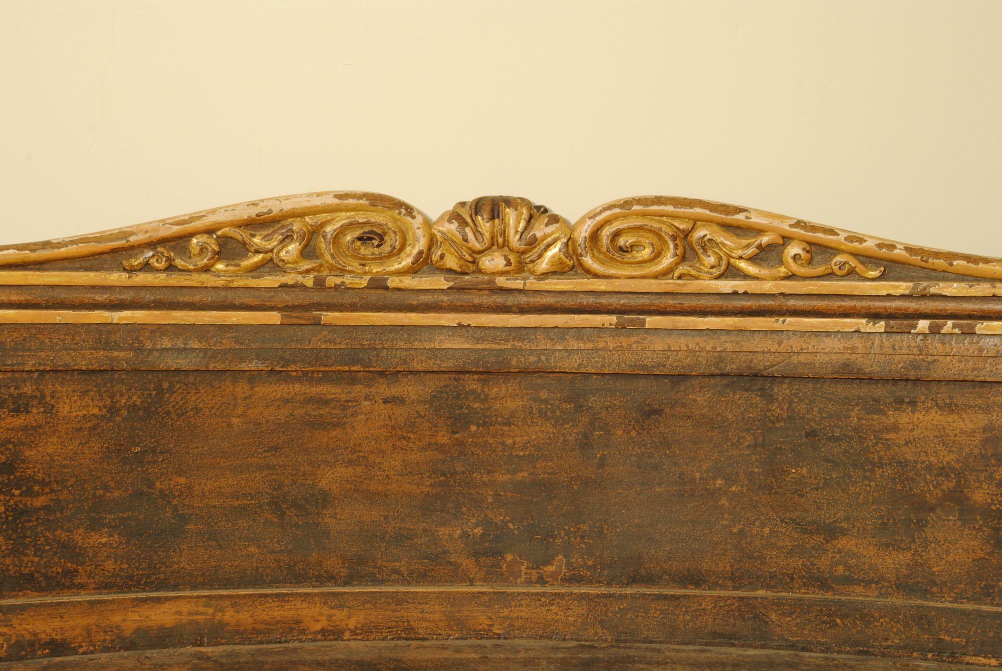 Regency Scandinavian Painted and Parcel Gilt Hall Bench