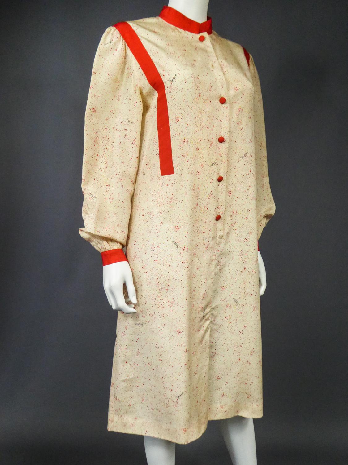 A Schiaparelli Printed Silk Blouse Dress Circa 2006-2012 For Sale 2