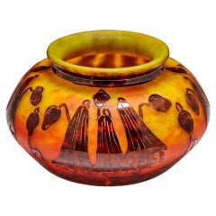 Schneider Campanules Art Deco Glass Bowl, C1924