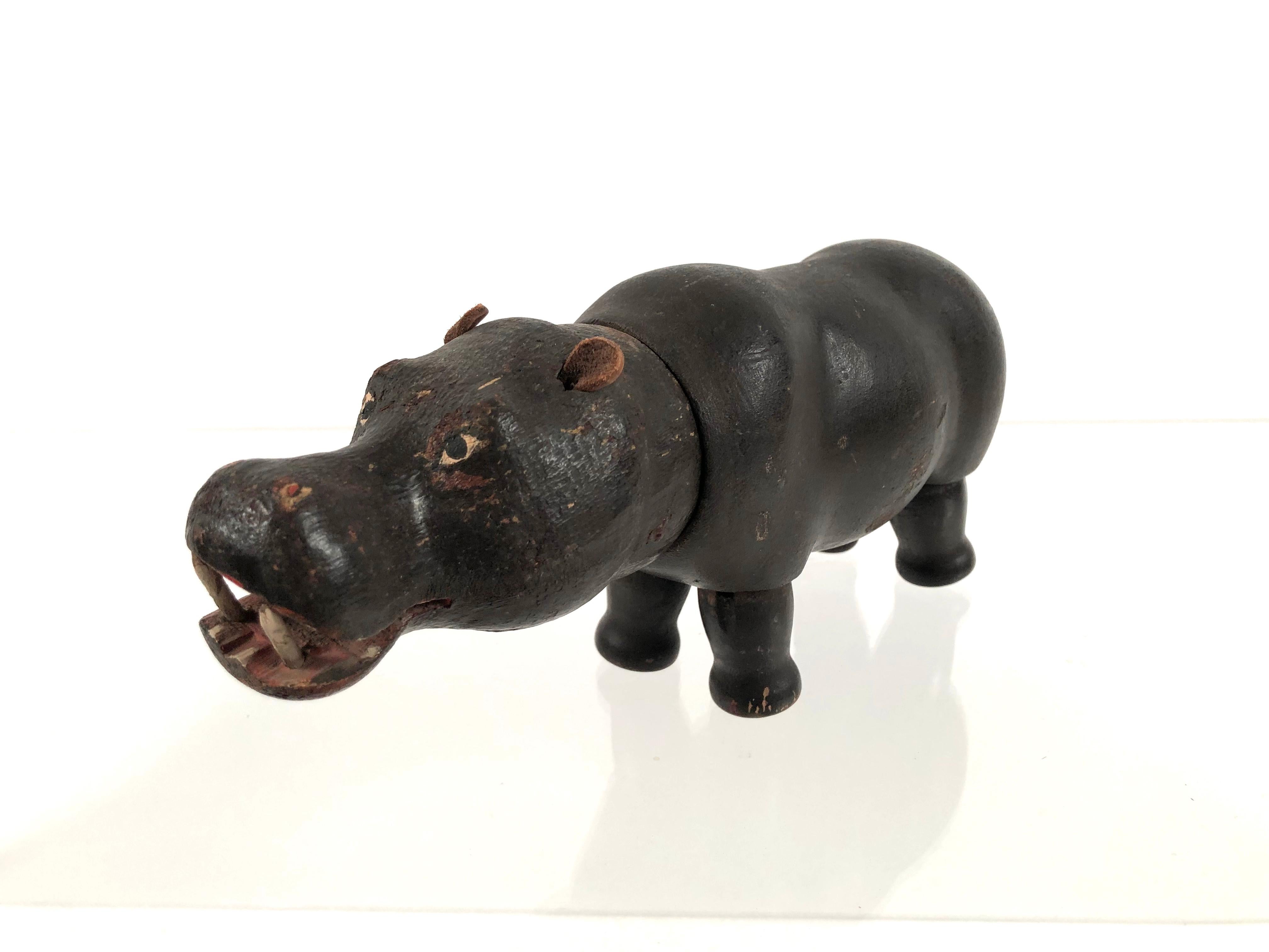 Leather Schoenhut Toy Hippopotamus