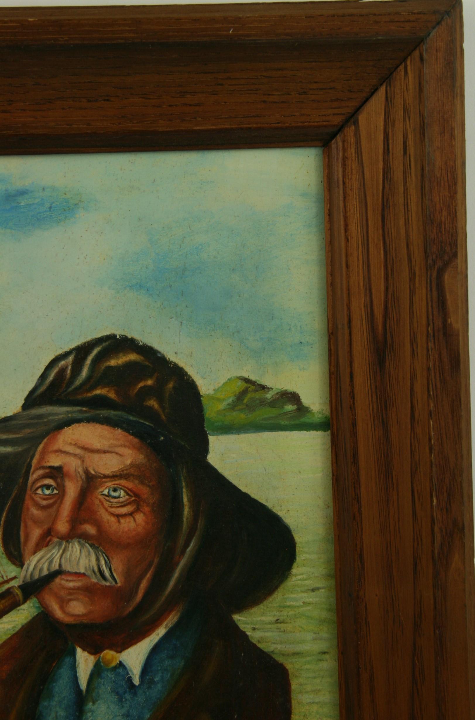 Neapolitan Sea Captain Portrait Seascape Oil Painting  For Sale 5