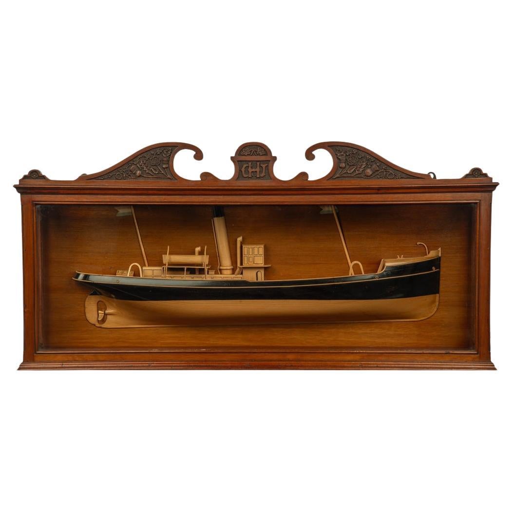 A Scottish builder’s cased half hull model of a herring drifter For Sale