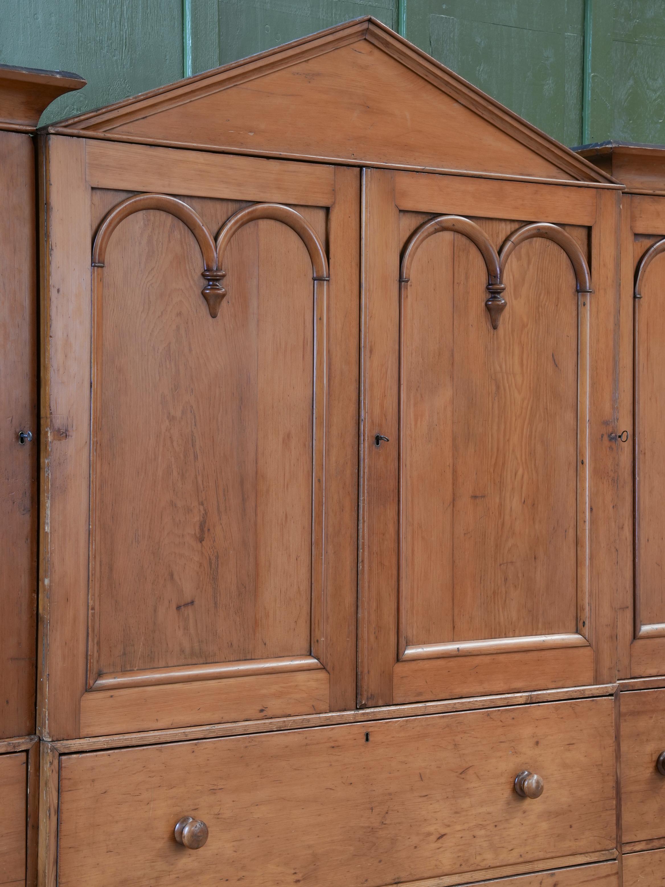 Scottish Pine Breakfront Linen Cupboard at 1stDibs