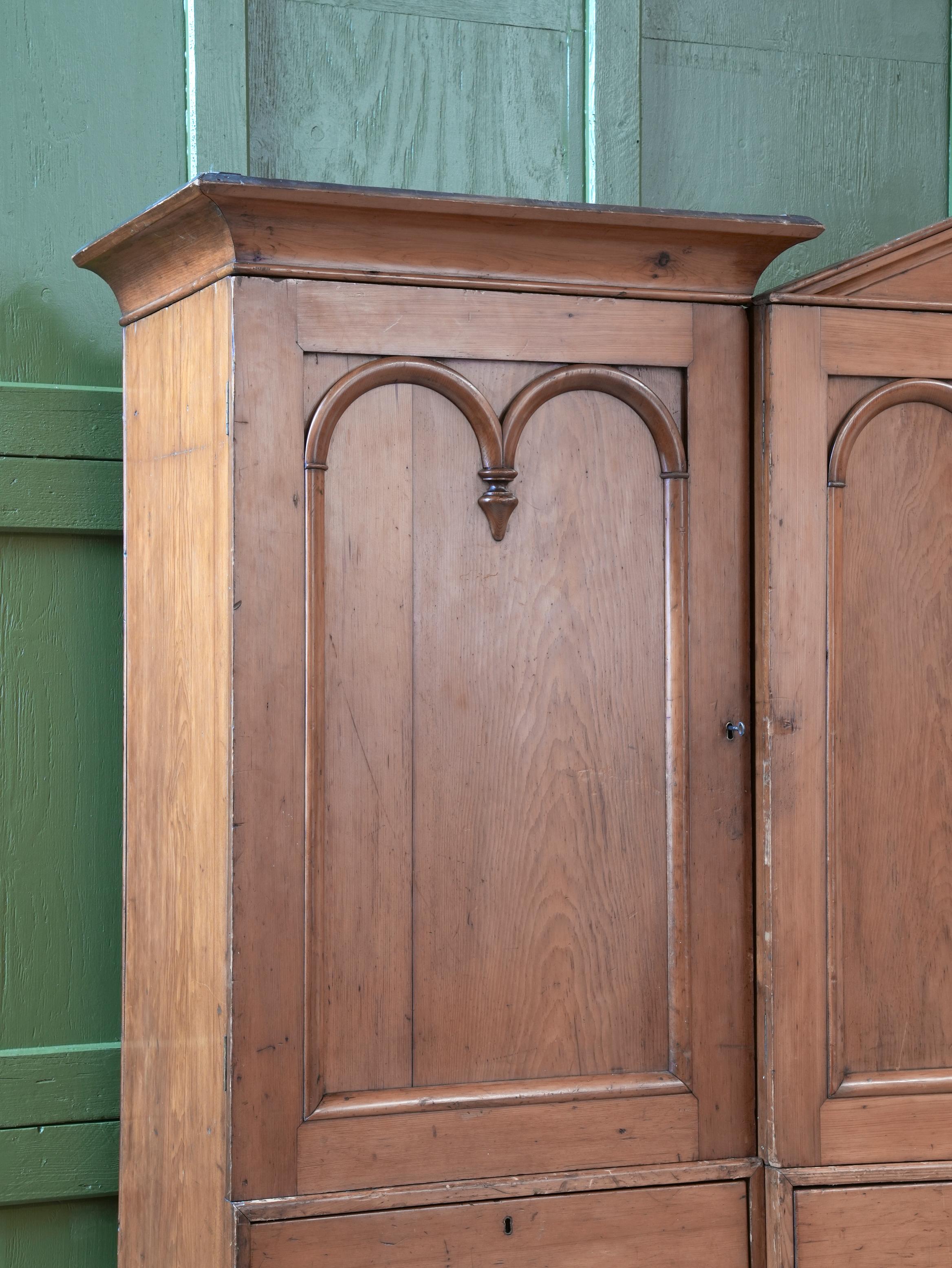 Scottish Pine Breakfront Linen Cupboard at 1stDibs