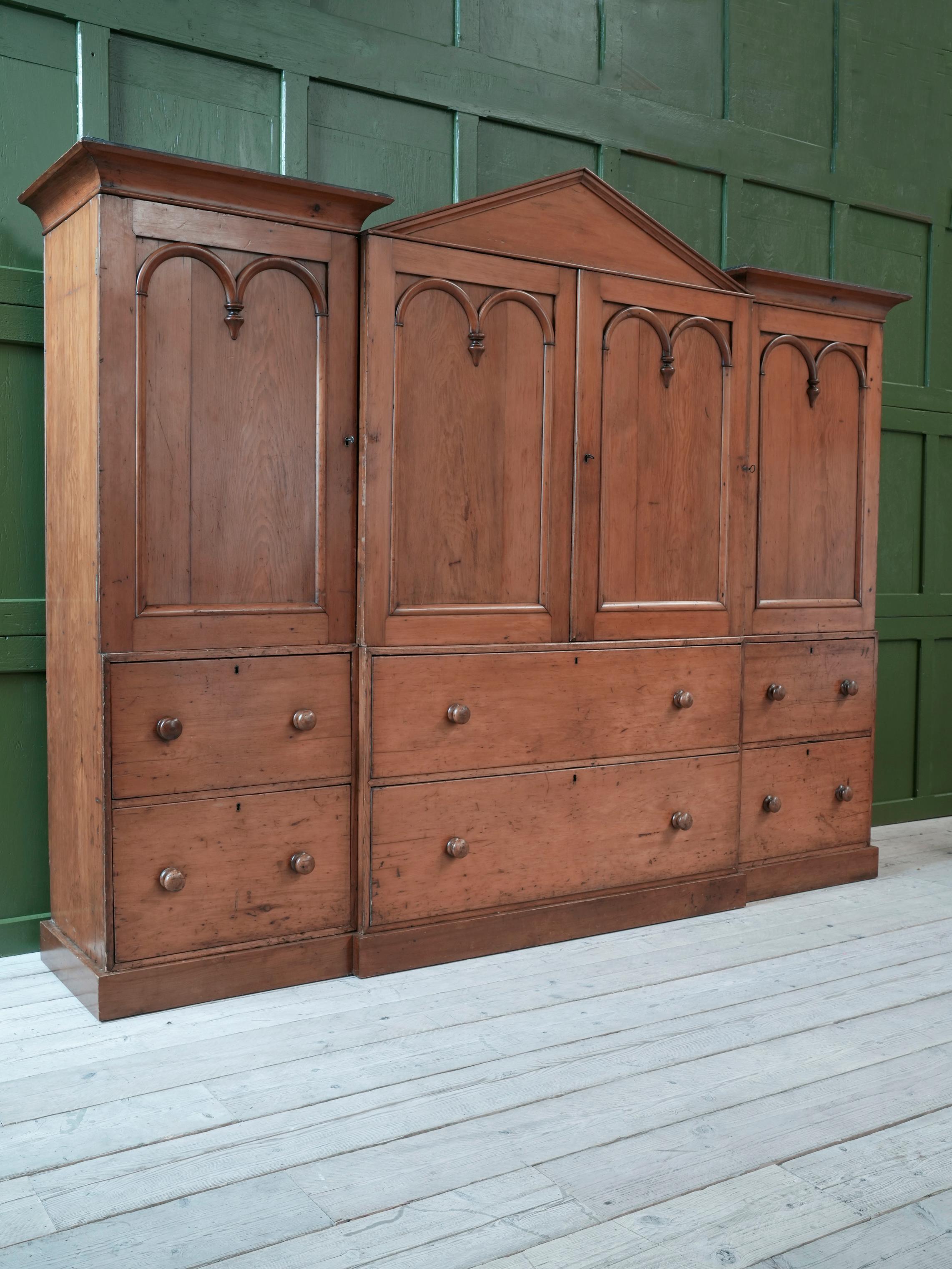 Scottish Pine Breakfront Linen Cupboard at 1stDibs