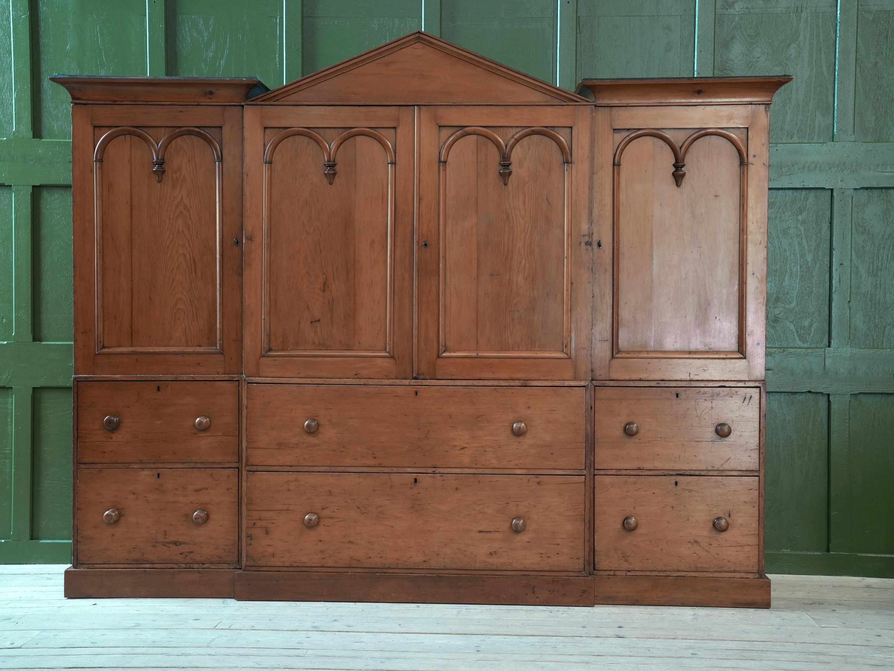 Scottish Pine Breakfront Linen Cupboard at 1stDibs