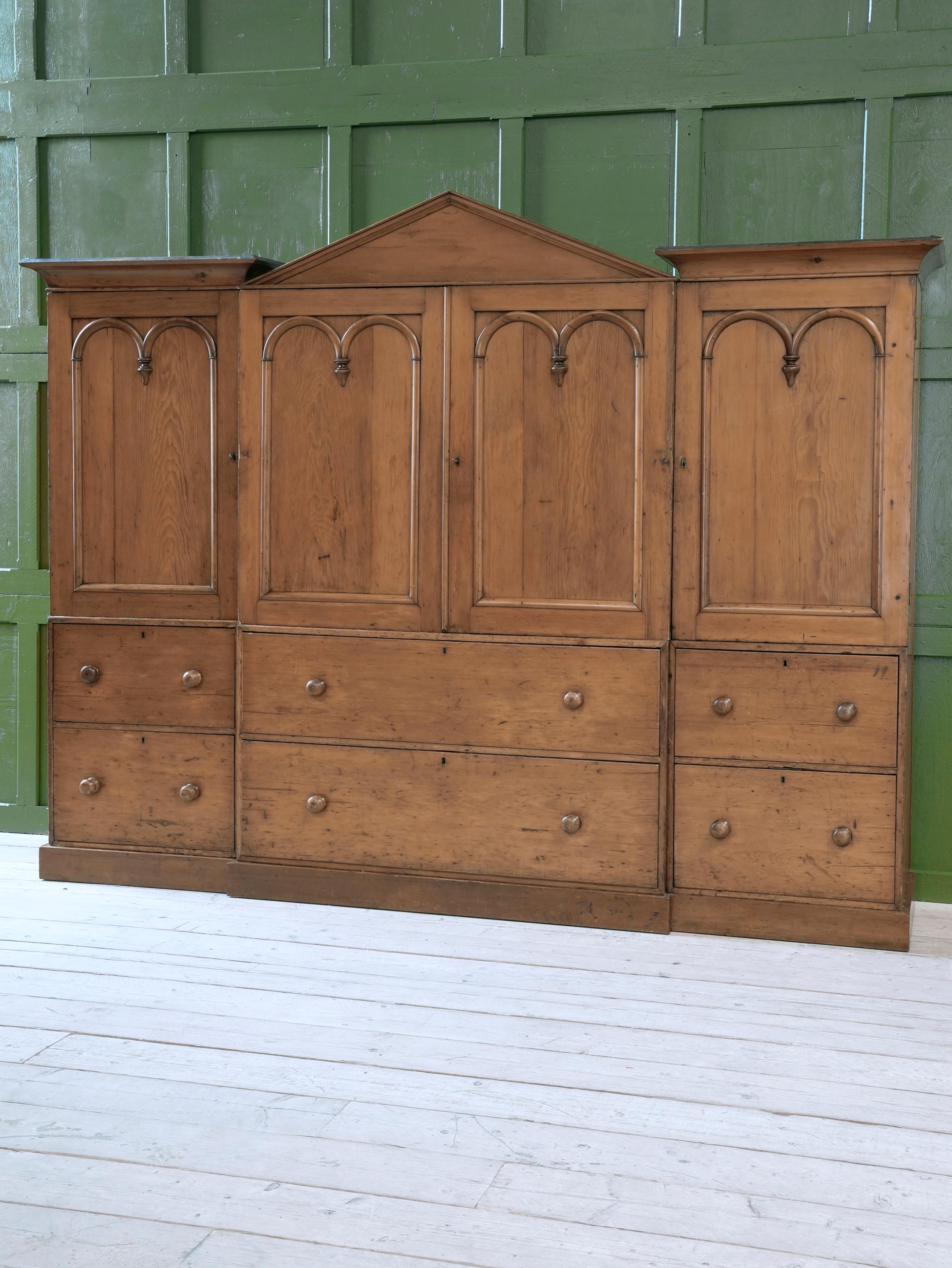 Scottish Pine Breakfront Linen Cupboard at 1stDibs