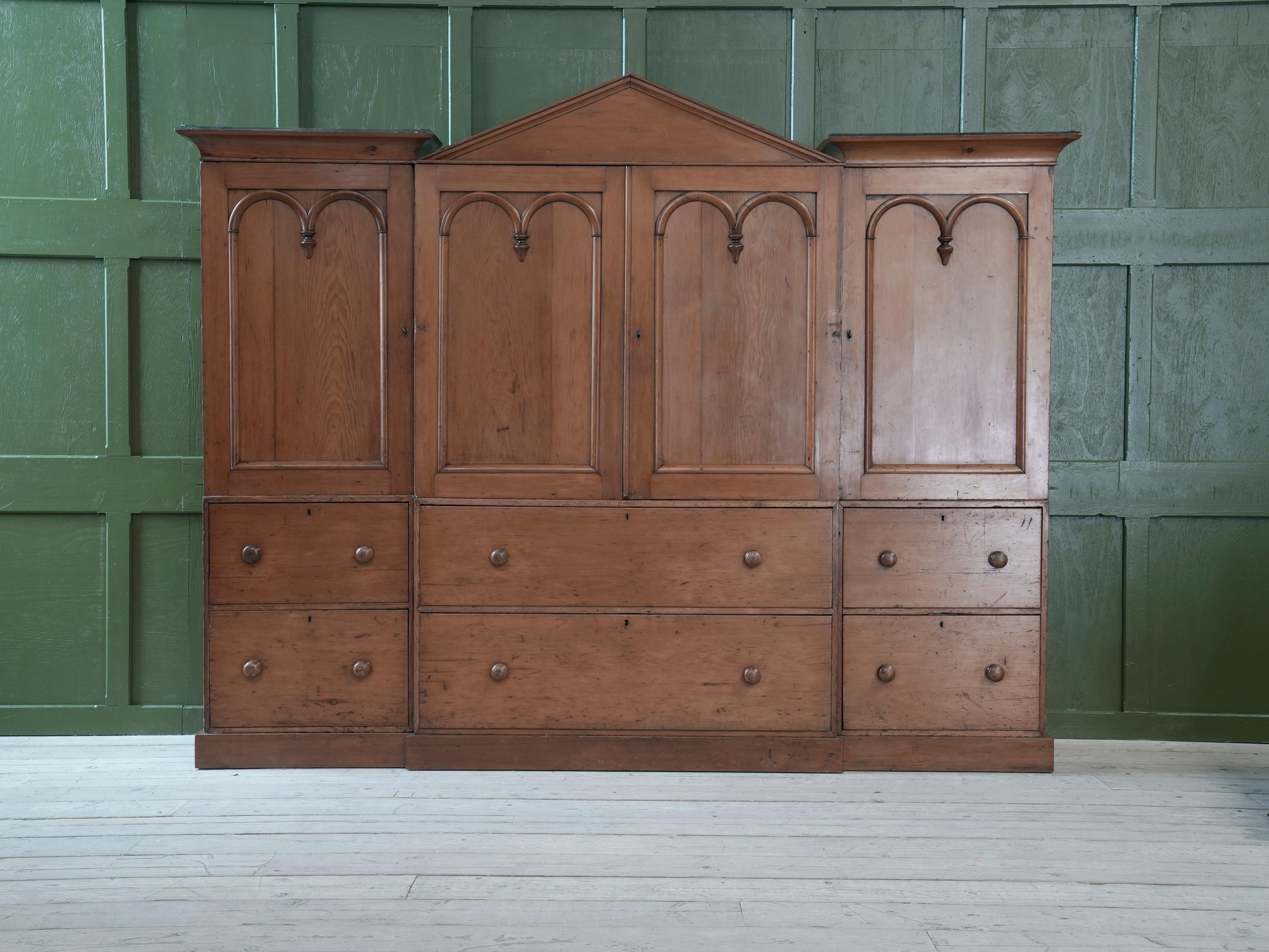 Scottish Pine Breakfront Linen Cupboard at 1stDibs