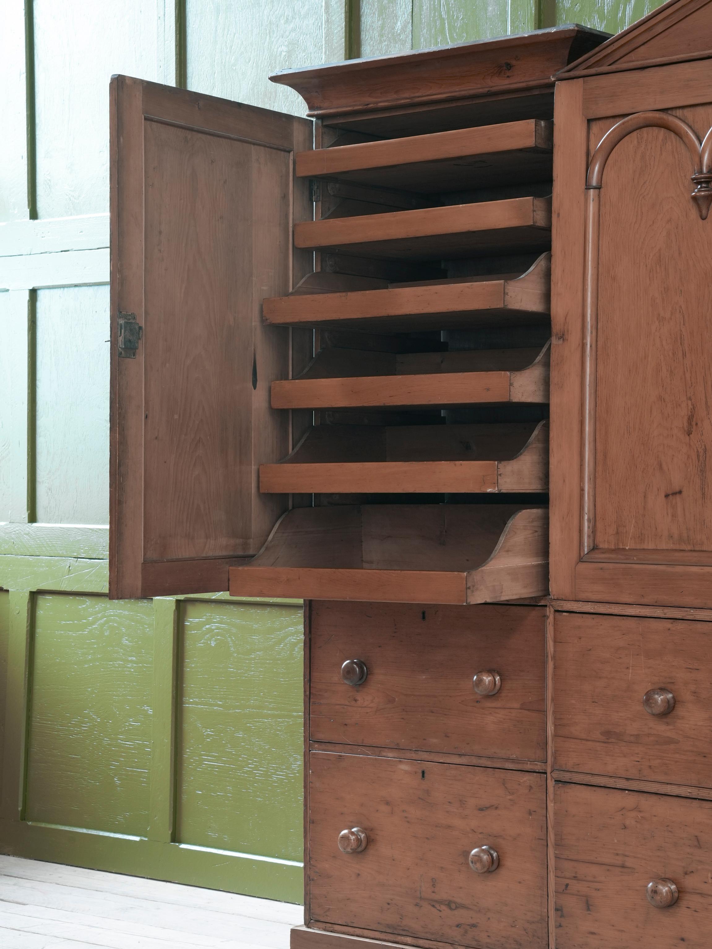 Scottish Pine Breakfront Linen Cupboard at 1stDibs
