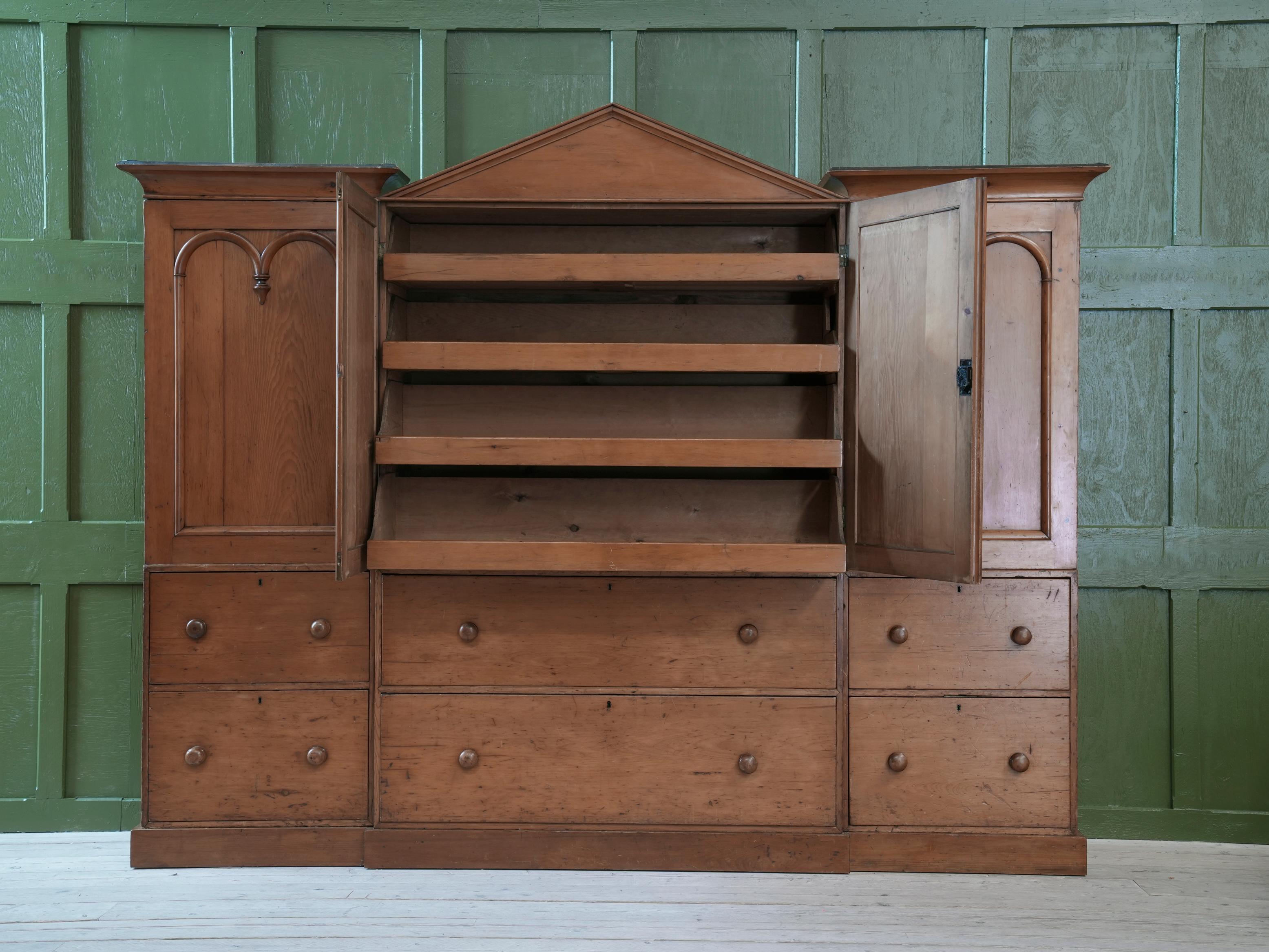 Scottish Pine Breakfront Linen Cupboard at 1stDibs