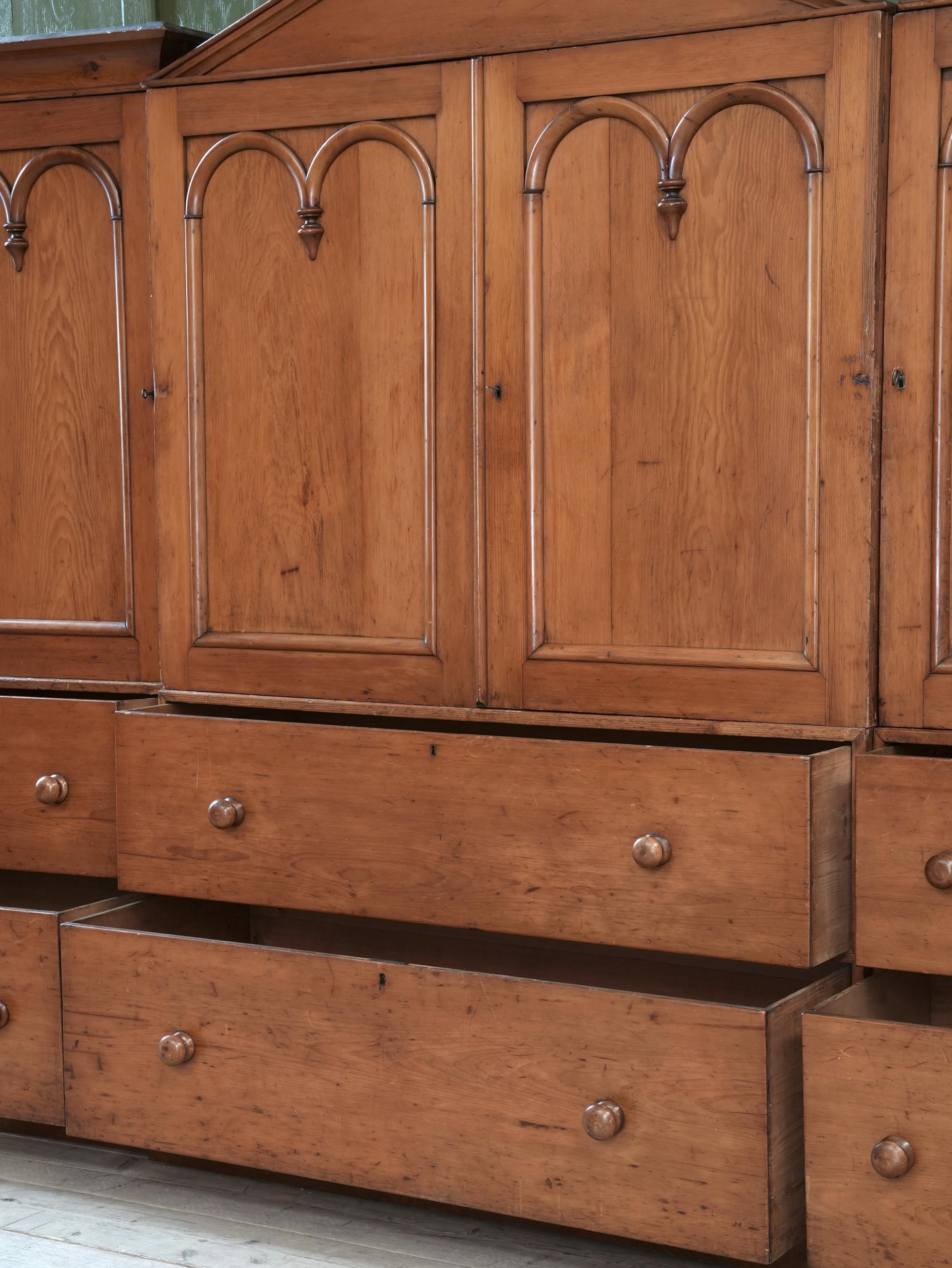 Scottish Pine Breakfront Linen Cupboard at 1stDibs