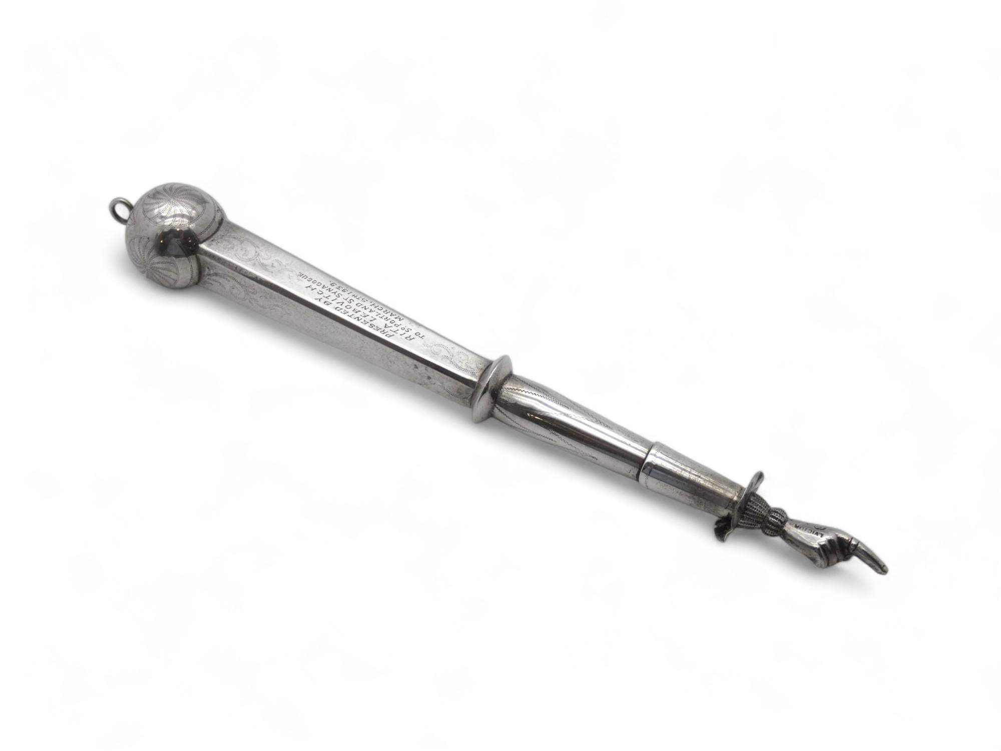 Torah Pointer aus schottischem Silber, Glasgow, spätes 19. Jahrhundert (Schottisch) im Angebot