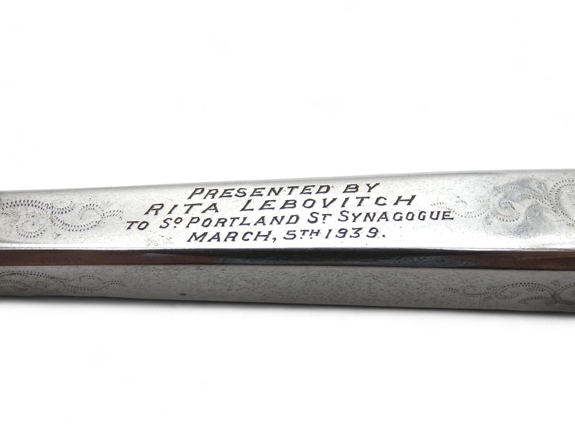 Torah Pointer aus schottischem Silber, Glasgow, spätes 19. Jahrhundert (Graviert) im Angebot