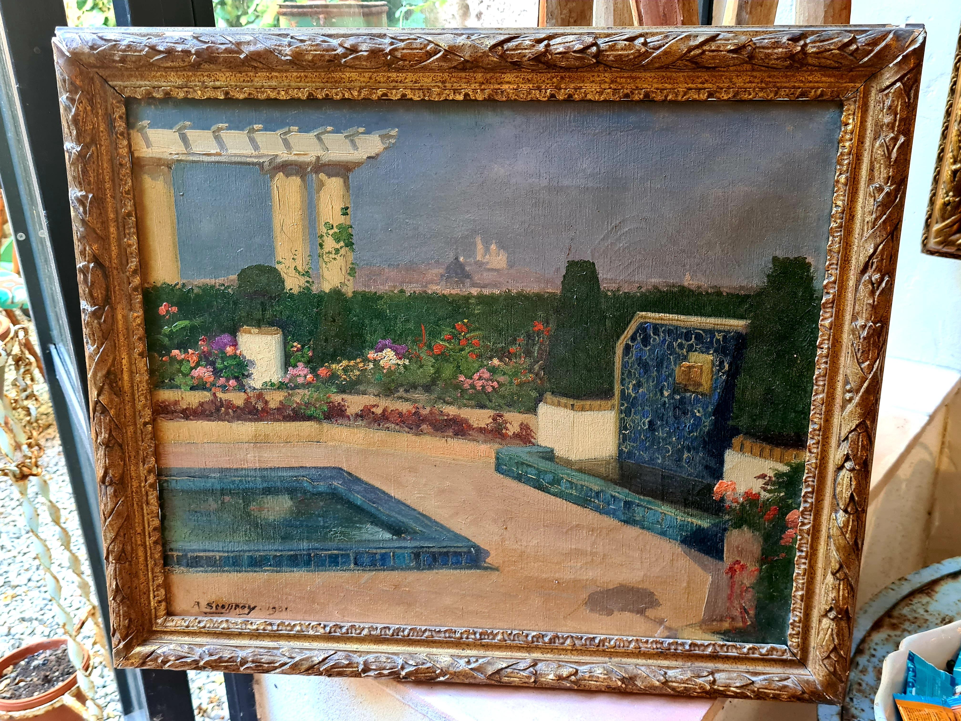 Vue de Paris, Les Invalides et Sacre Coeur, Le Jardin Art Déco en vente 12