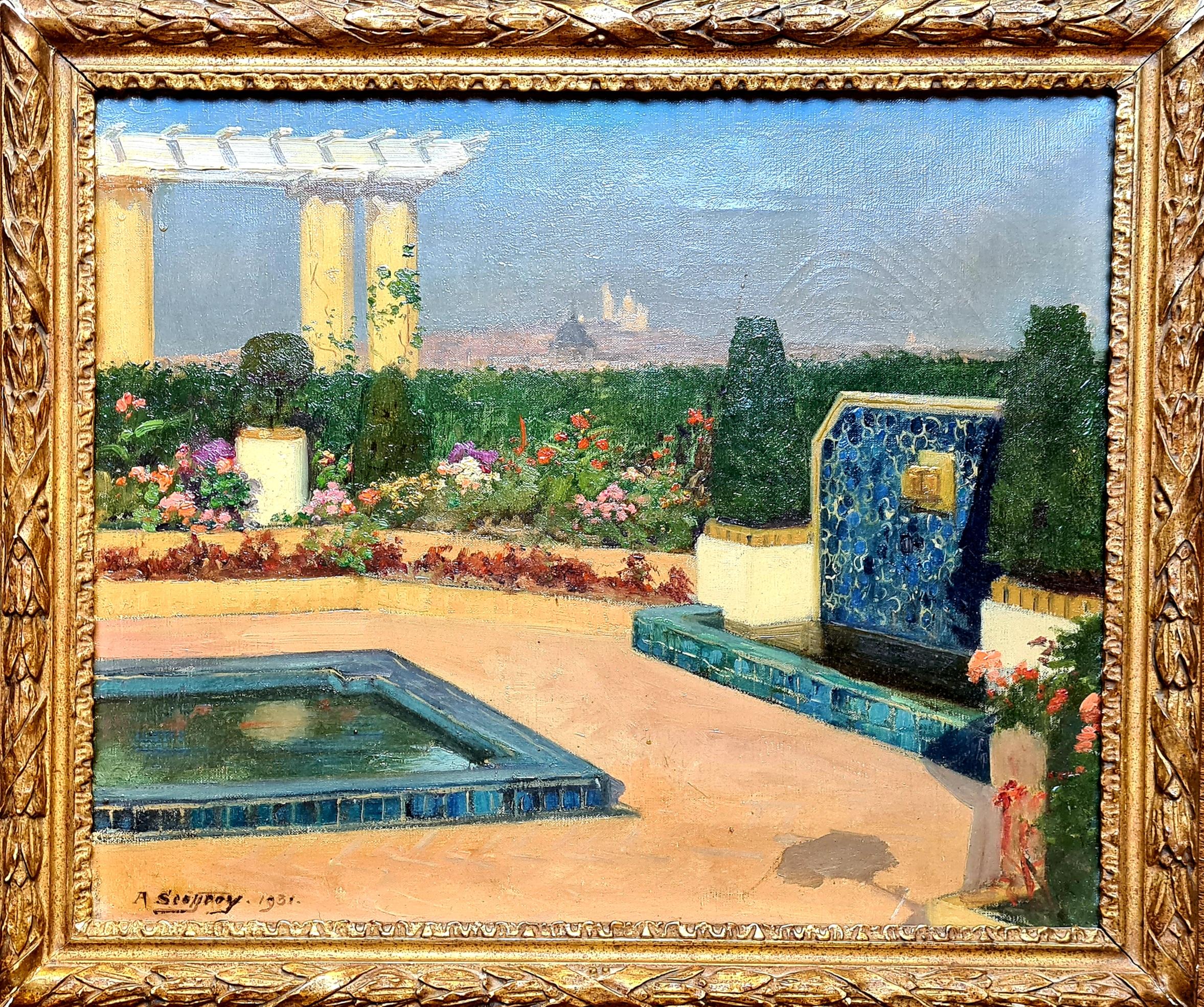 Landscape Painting A Scottroy - Vue de Paris, Les Invalides et Sacre Coeur, Le Jardin Art Déco