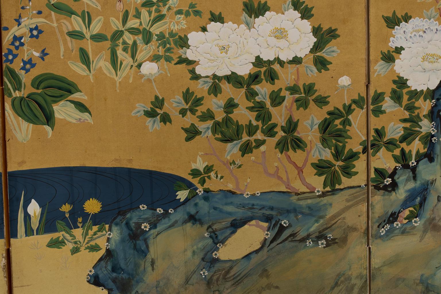 Hand-Painted Screen with Spring and Summer Flowers