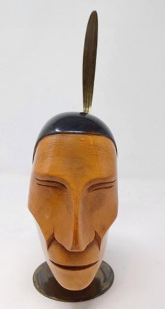 Sculpted Wood Bust by Karl Hagenauer of an Native American, circa 1930s