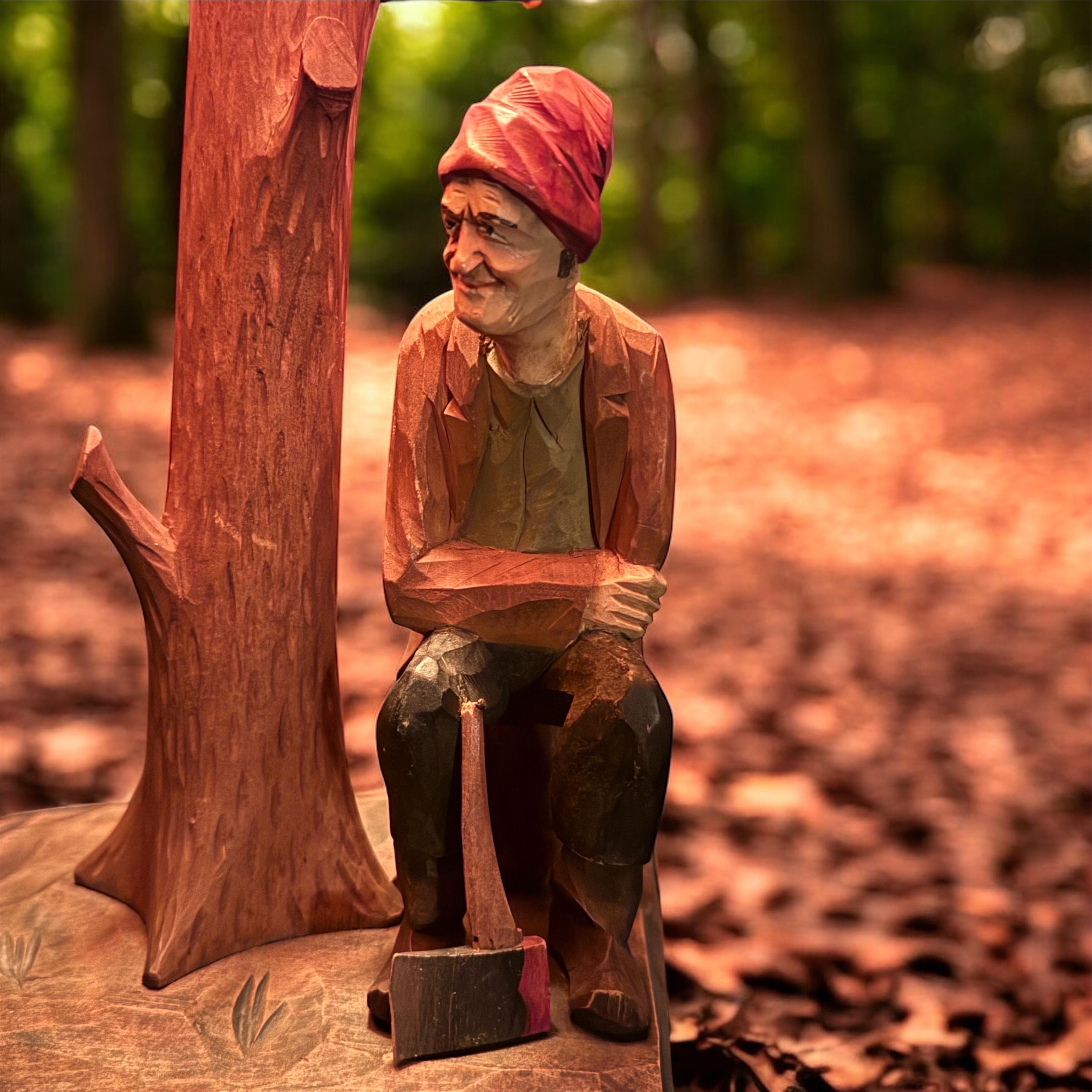 Lámpara de madera esculpida y pantalla a juego 
Por Paul Caron