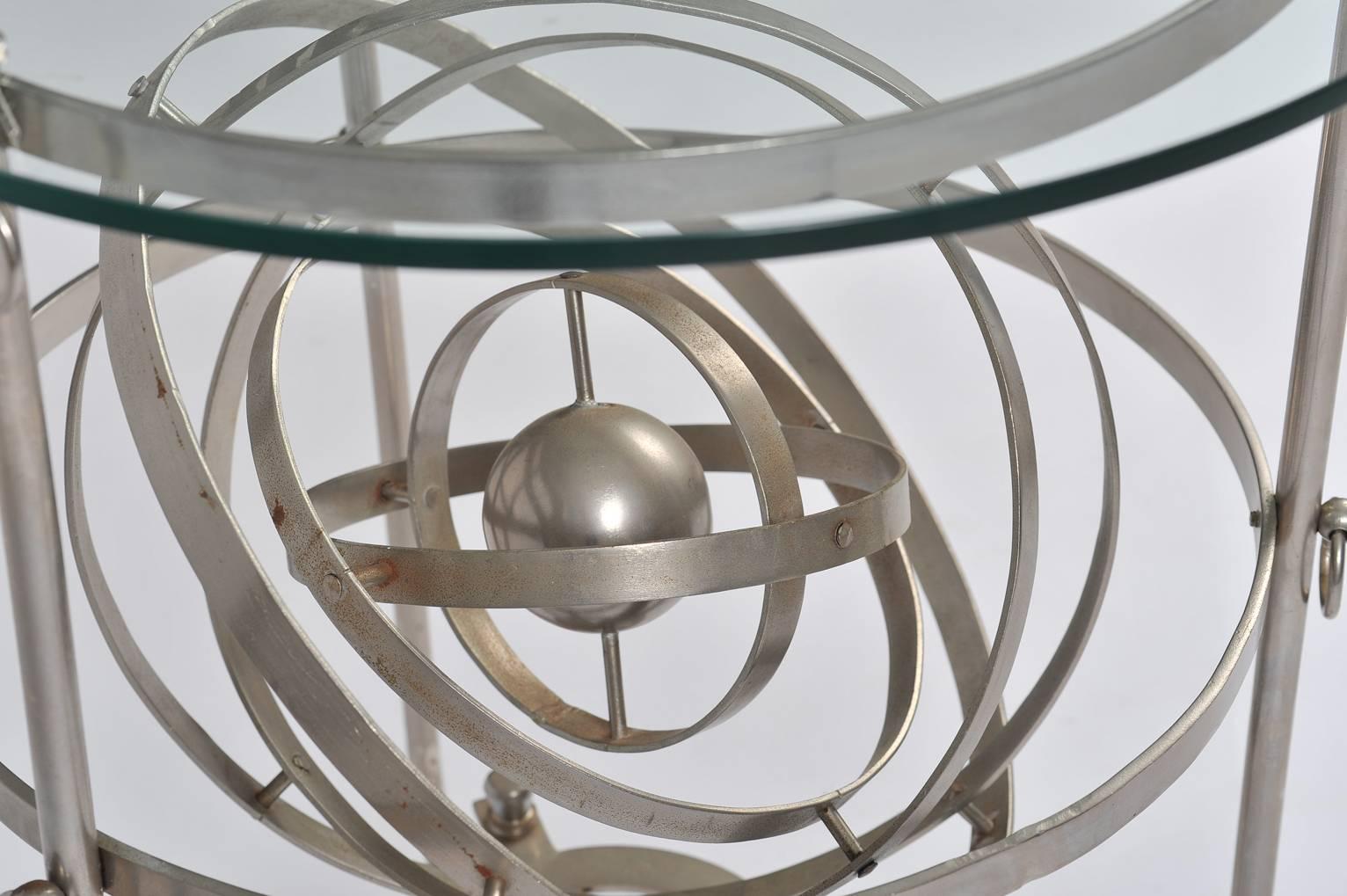 Sculptural 1950s Steel Armillary Side Table 2