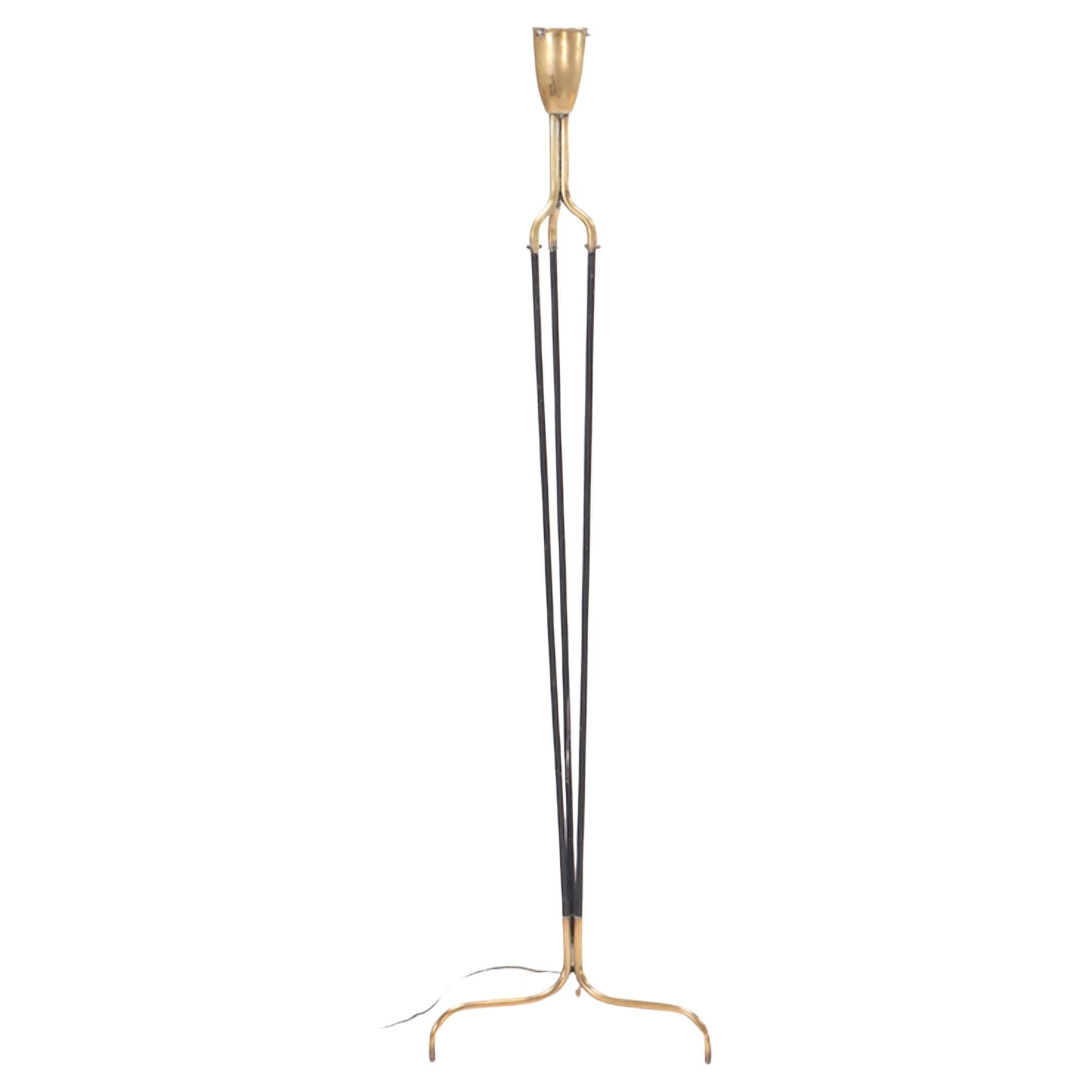 A sculptural brass and iron floor lamp circa 1950 For Sale