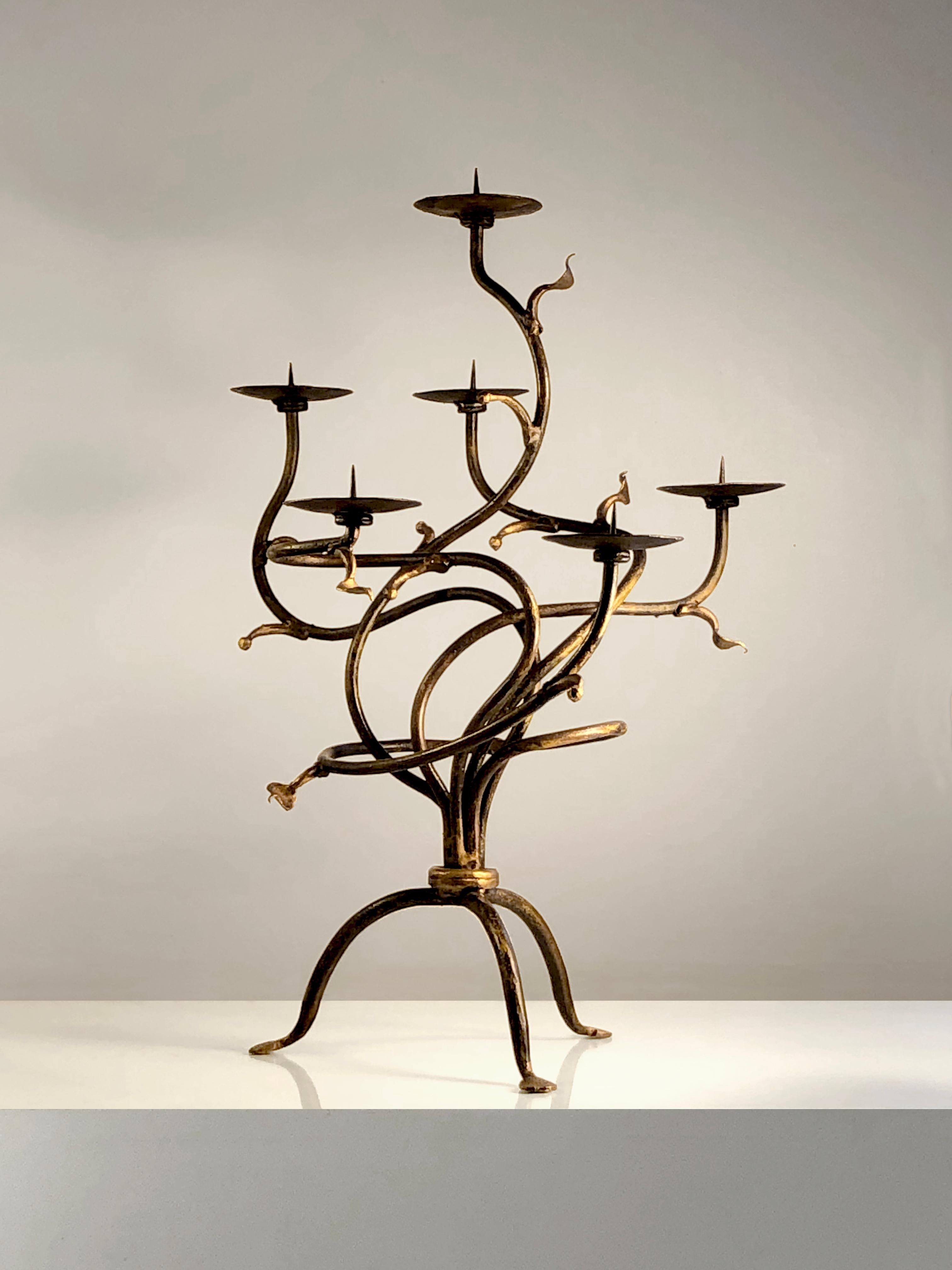 Pièce d'artiste unique du BRUTALIST CANDELABRA CANDLE HOLDER, France 1990 en vente 5