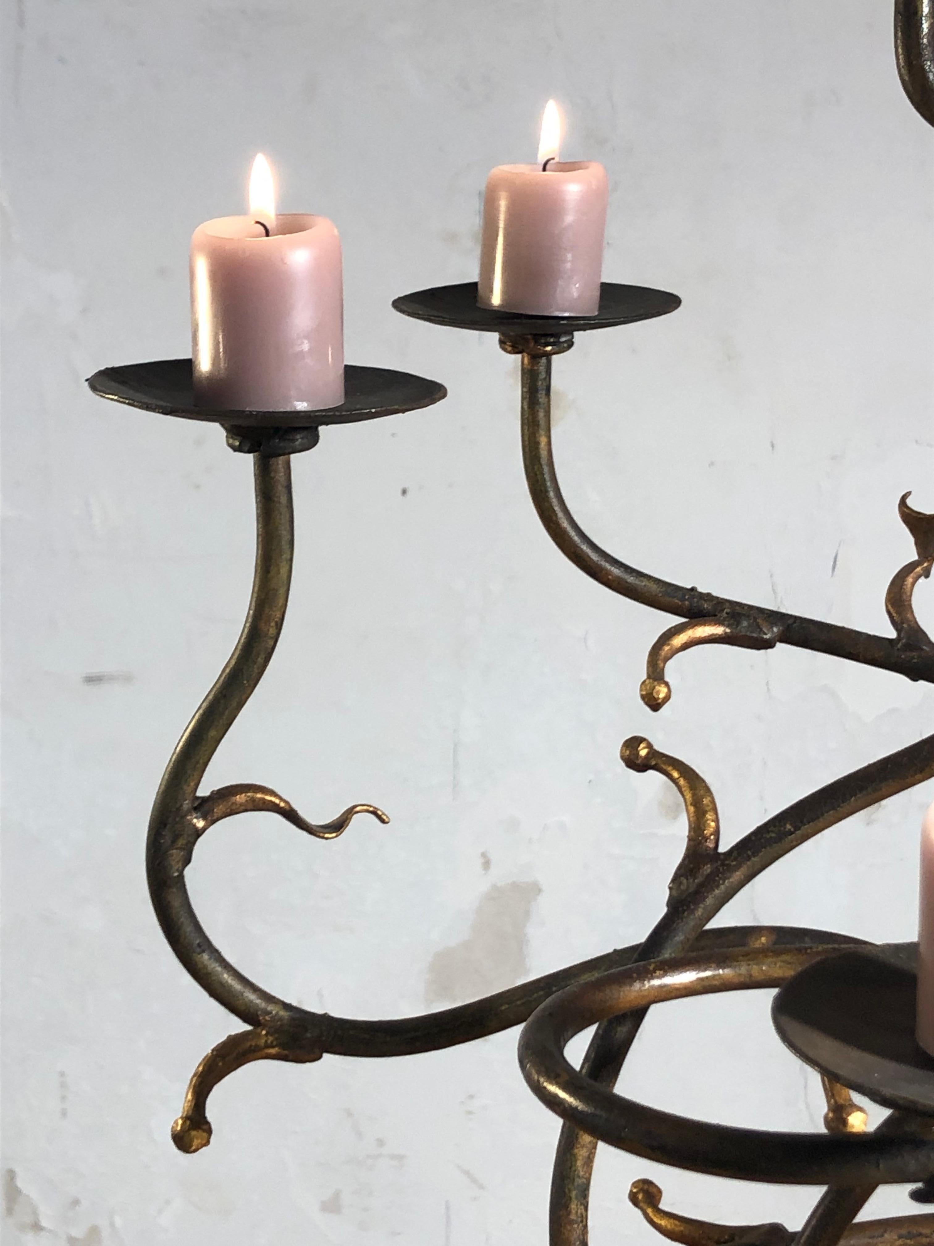Français Pièce d'artiste unique du BRUTALIST CANDELABRA CANDLE HOLDER, France 1990 en vente