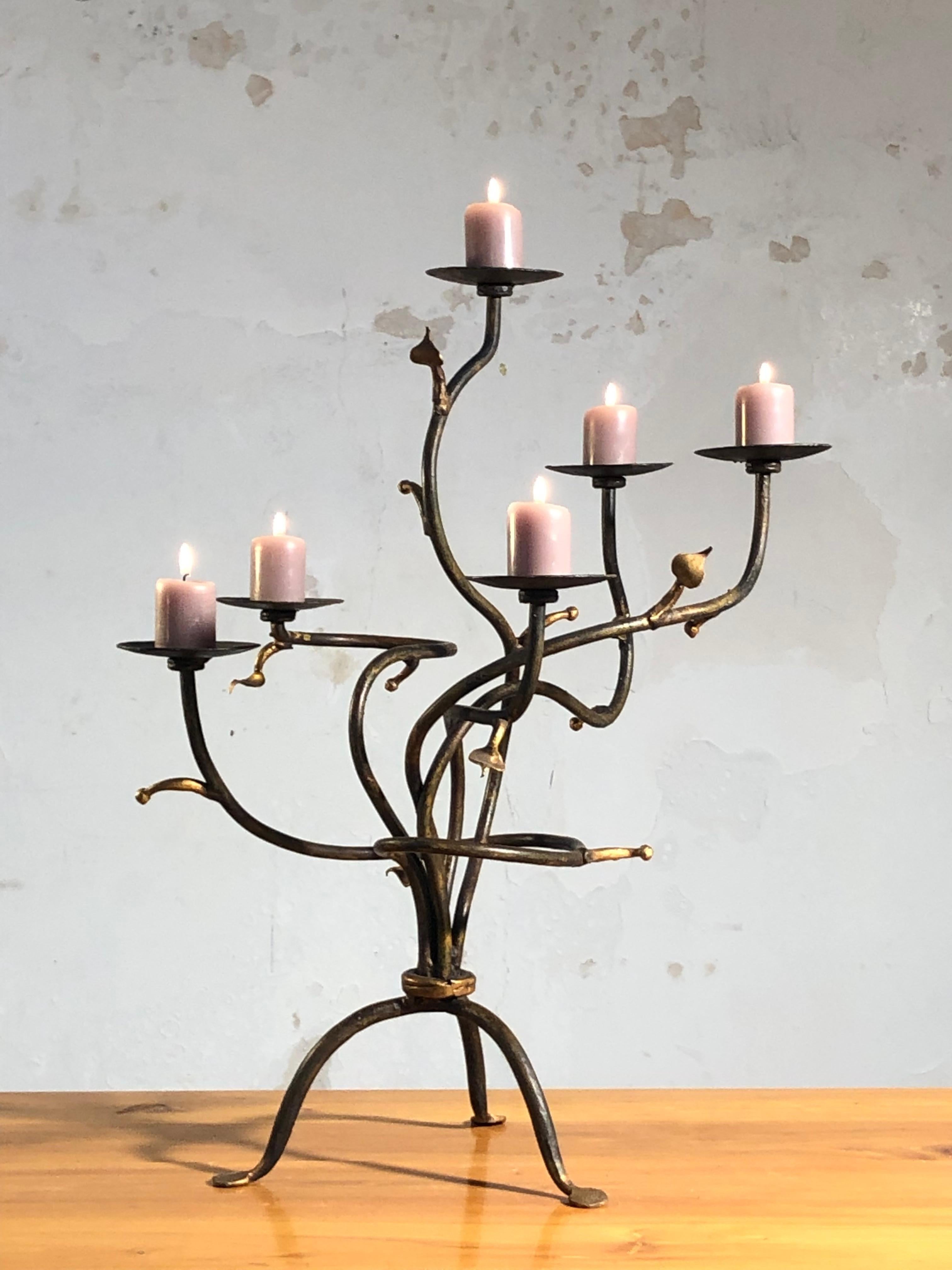 Pièce d'artiste unique du BRUTALIST CANDELABRA CANDLE HOLDER, France 1990 en vente 2
