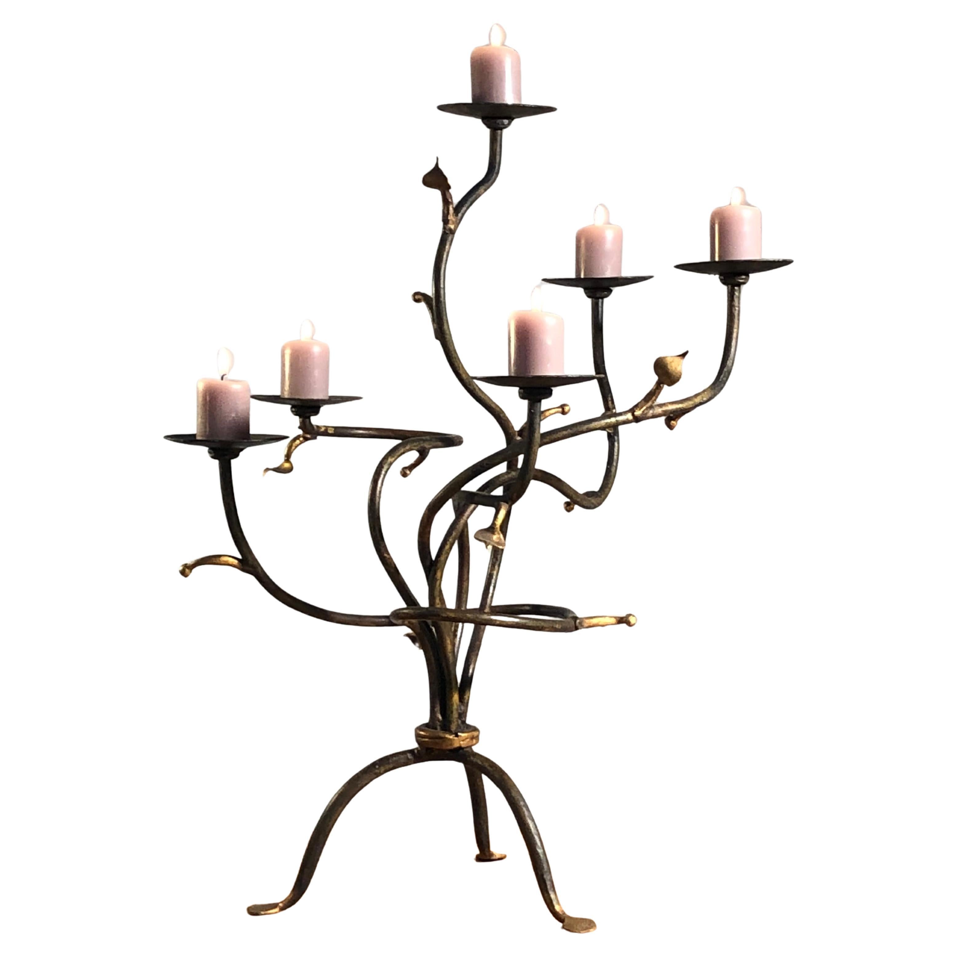 A SCULPTURAL BRUTALIST CANDELABRA CANDLE HOLDER Unique ARTIST Piece, France 1990