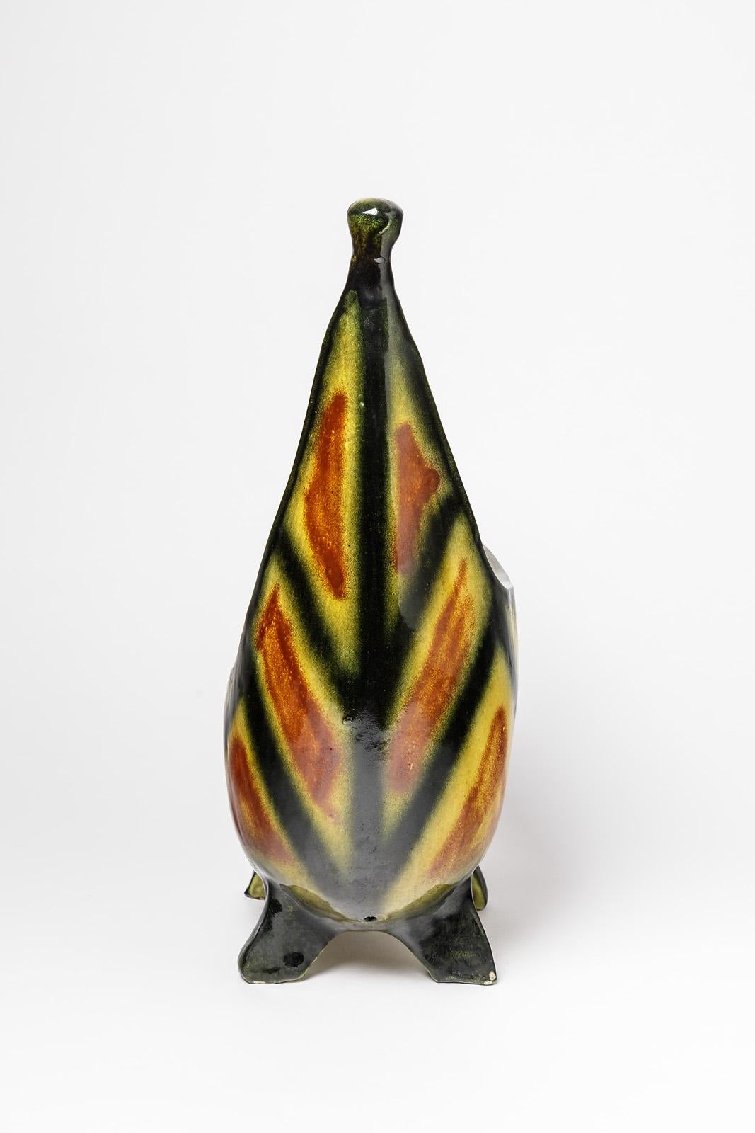 Sculptural Ceramic Table Lamp by Accolay, circa 1960-1970 In Excellent Condition In Saint-Ouen, FR
