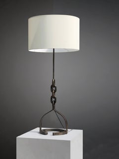 A Sculptural MODERNIST CHAIN Wrought Iron BRUTALIST FLOOR LAMP, France 1960