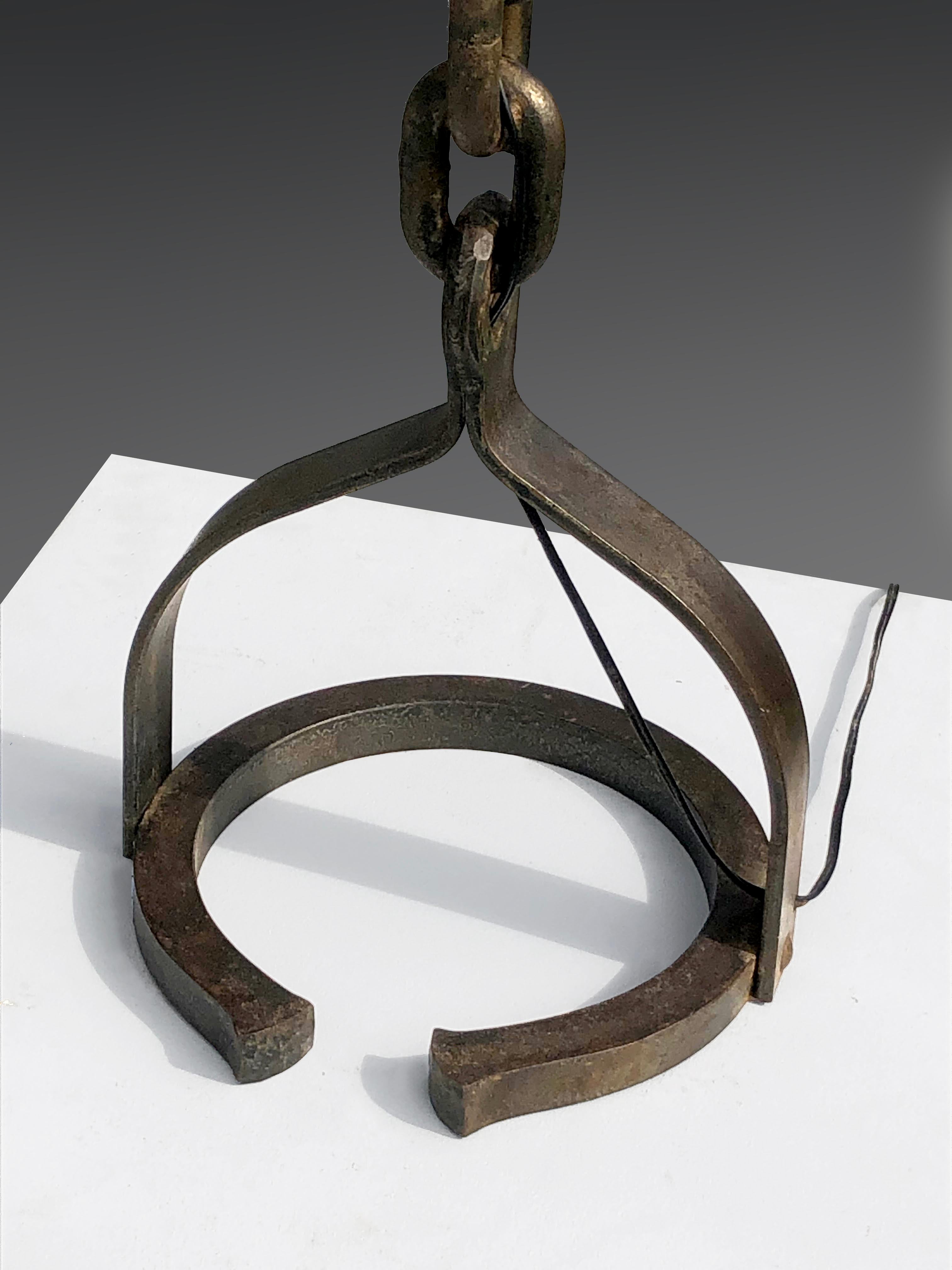 Brutalisme Sculpturale plafonnier BRUTALIST CHAIN Wrought Iron, France 1960 en vente