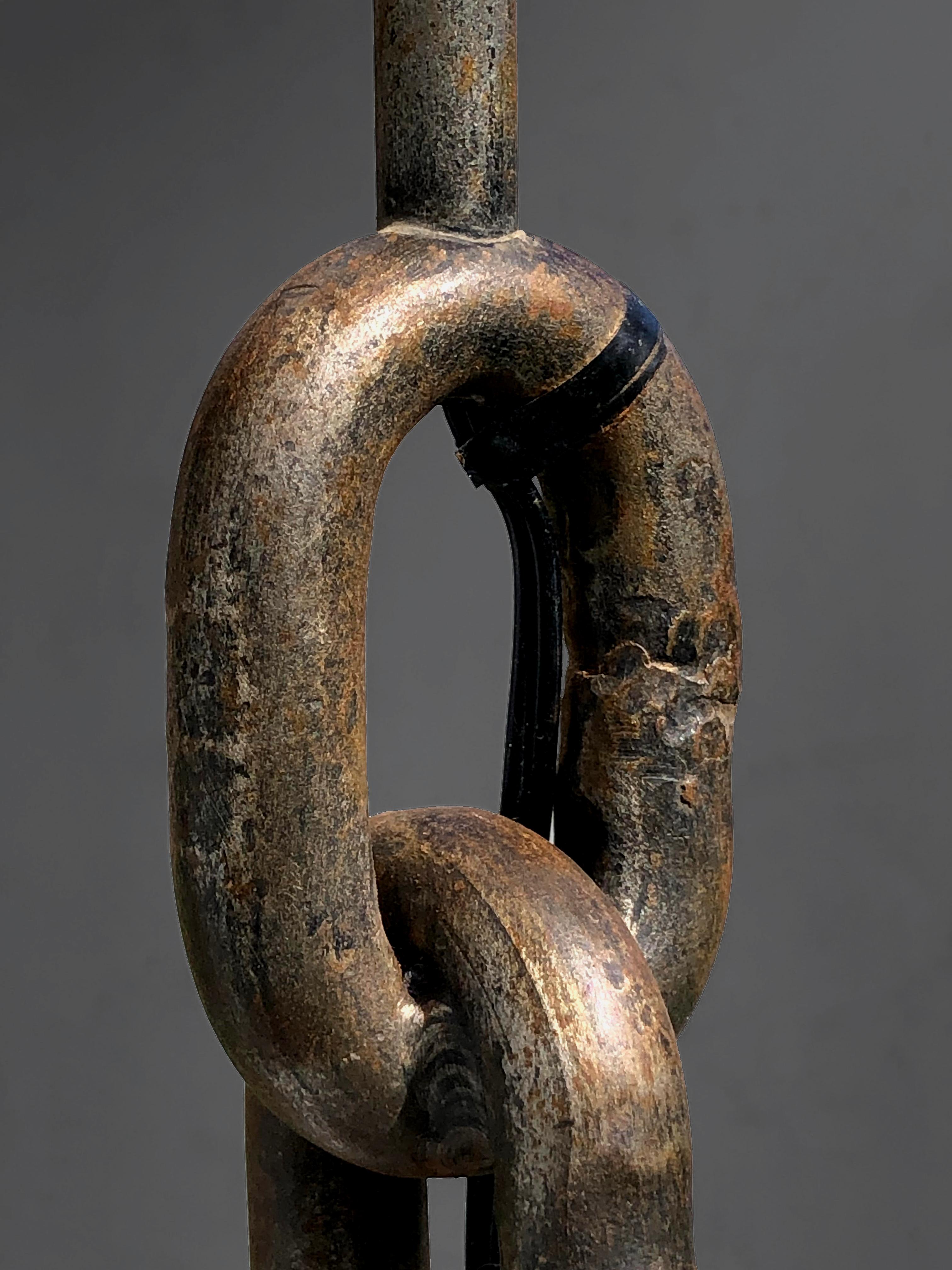 Ferronnerie Sculpturale plafonnier BRUTALIST CHAIN Wrought Iron, France 1960 en vente