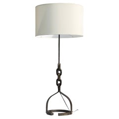 Skulpturale MODERNIST CHAIN schmiedeeiserne BRUTALIST FLOOR LAMP, Frankreich 1960